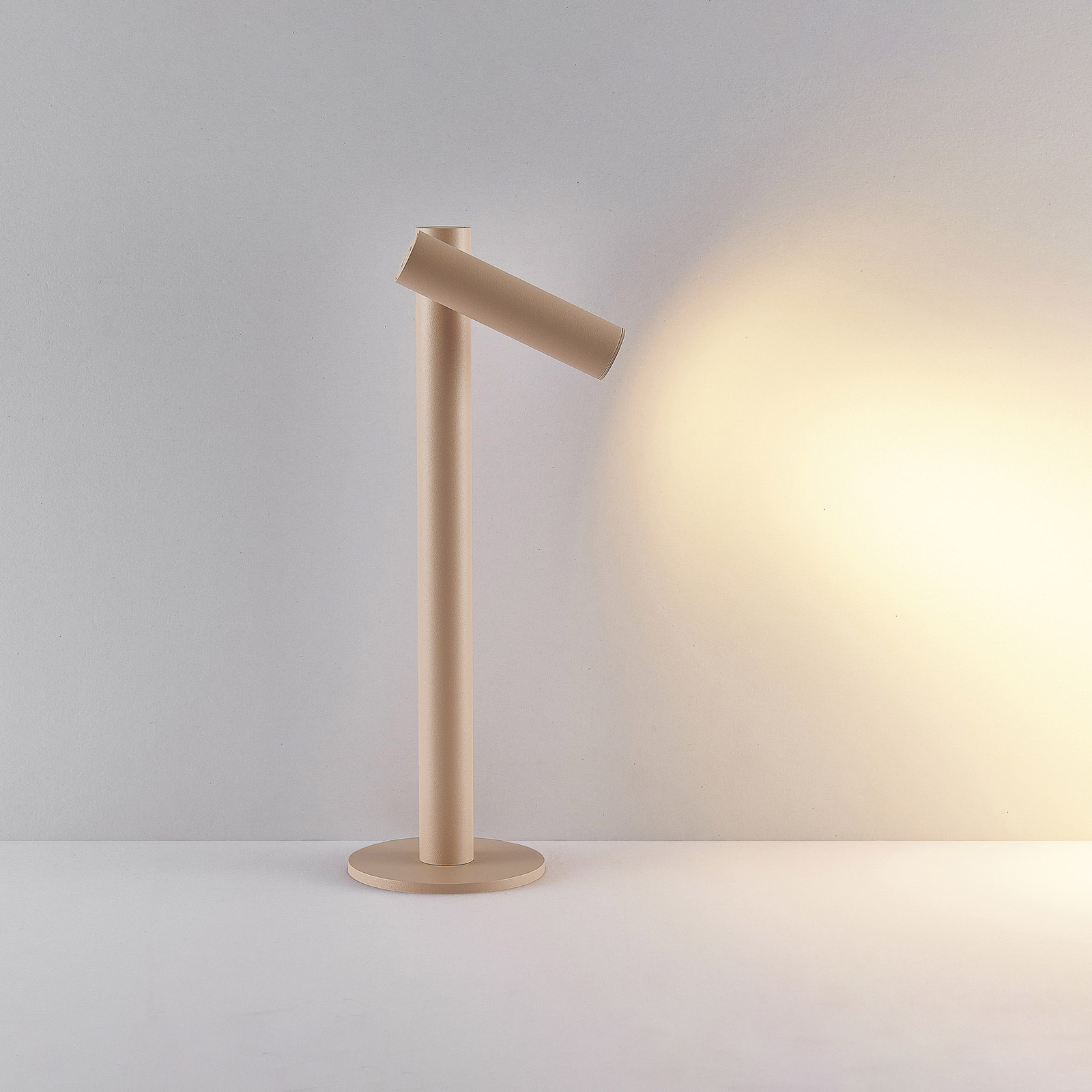 Molto Luce LED table lamp Mimo T, sand-coloured, aluminium