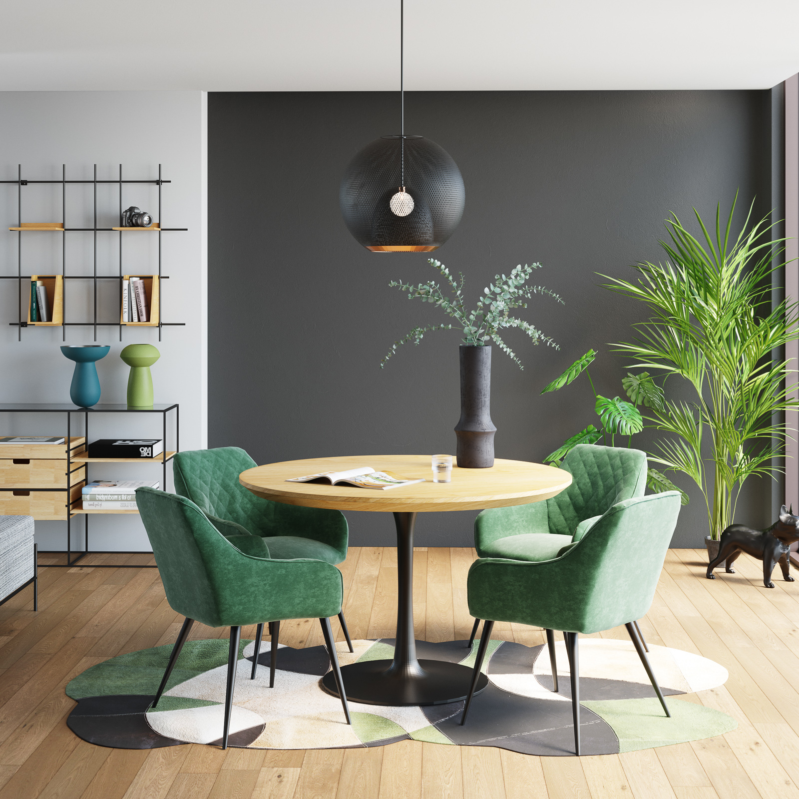 Kare Grato hanging light, double lampshade, for Living / Dining Room, steel, E27, 40 W, energy efficiency: A++