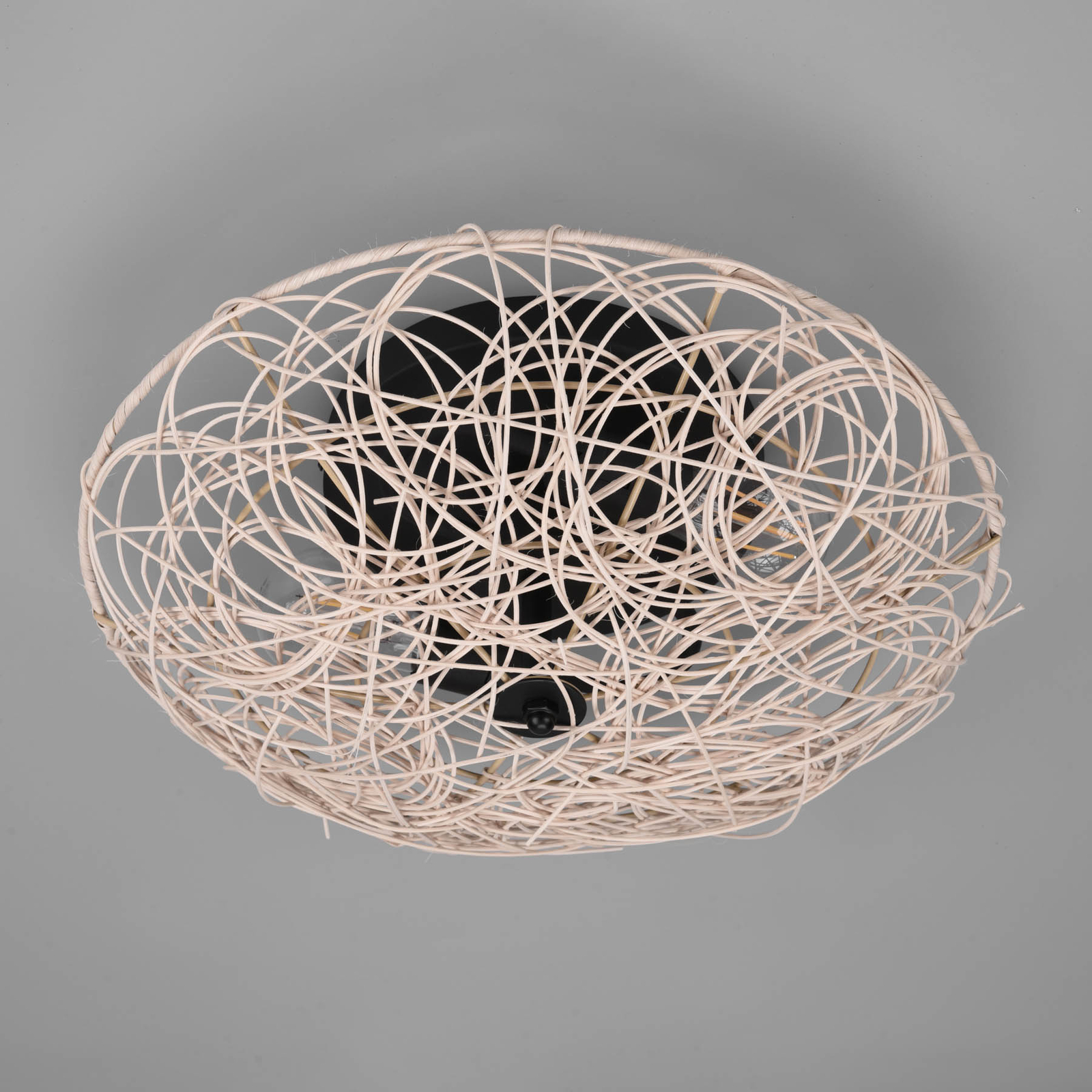 Plafondlamp Lovis van gevlochten rotan Ø 40 cm