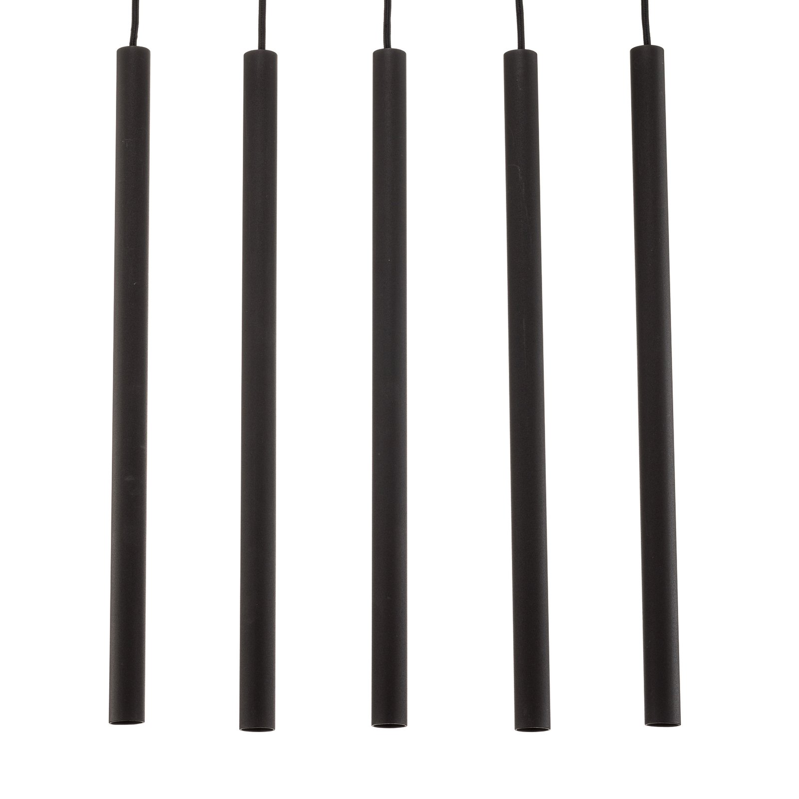 Candeeiro suspenso Thin, preto, cinco luzes, Linear