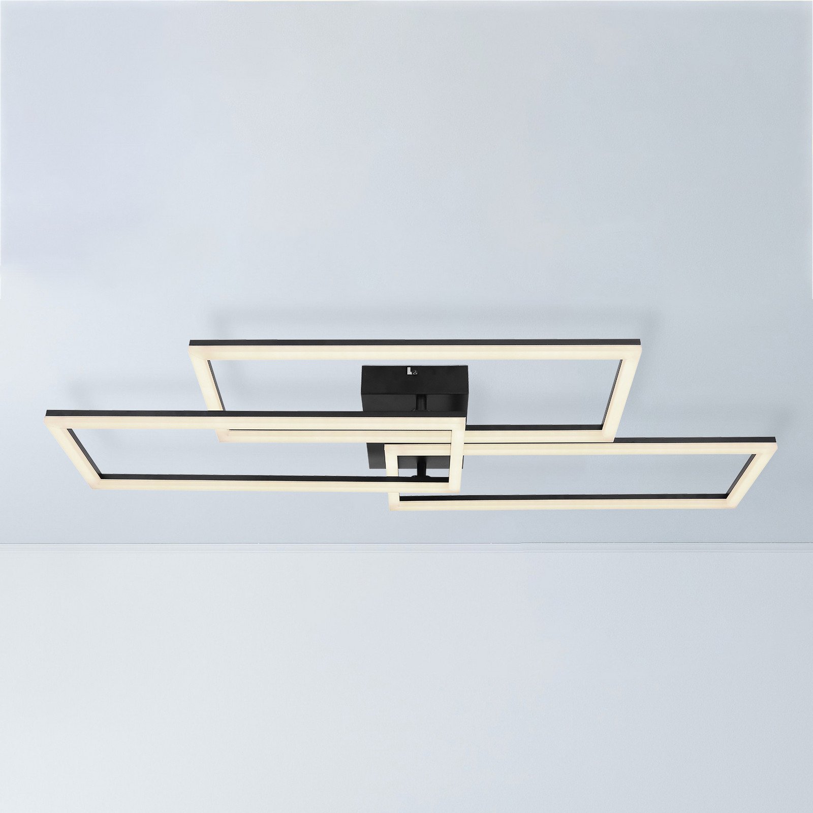 Globo Plafonieră LED Tiny 3 bec. dreptunghiuri negru CCT - Camera de zi / sufragerie - negru opal - Metal