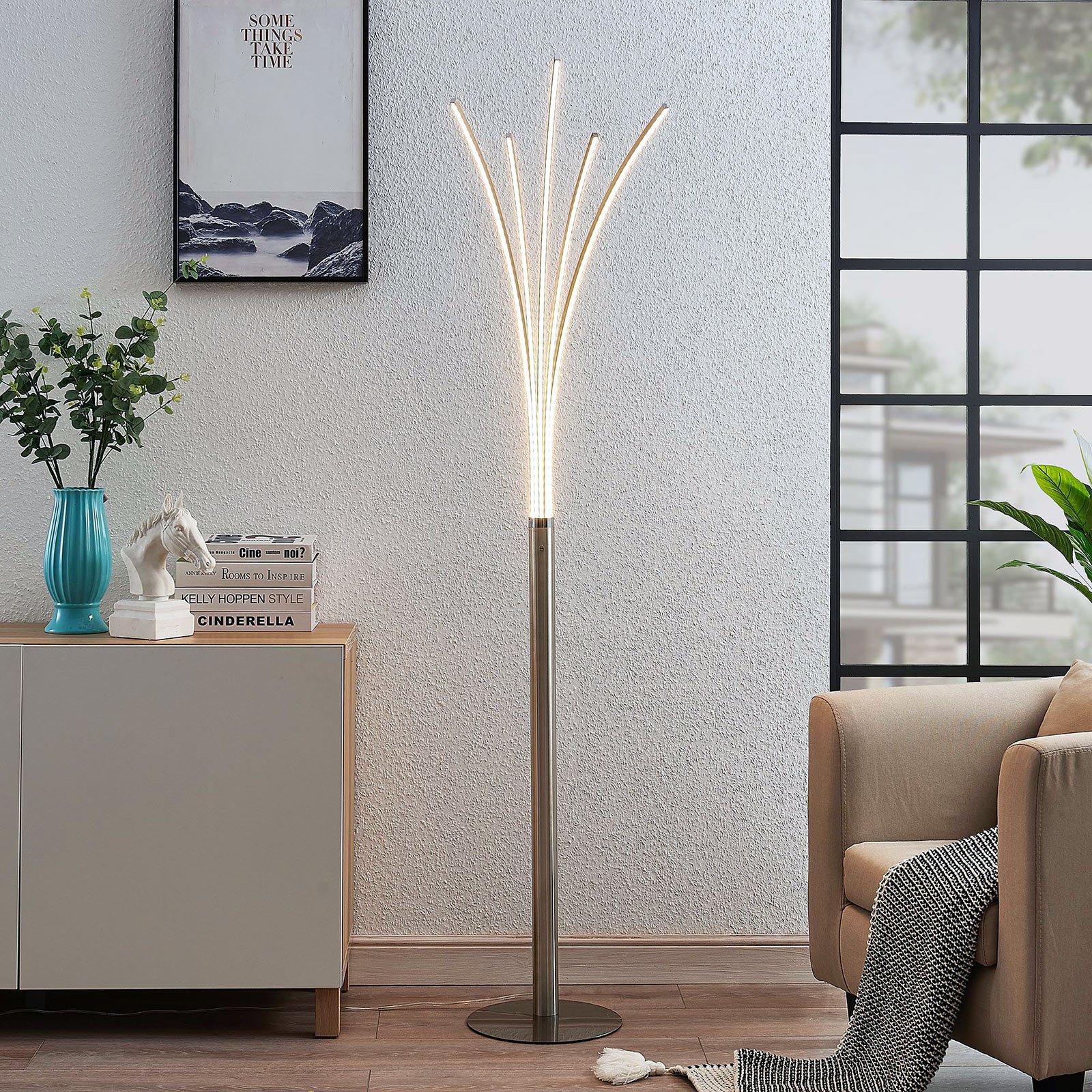 Boba LED Lámpara de Pie Nickel - Lindby