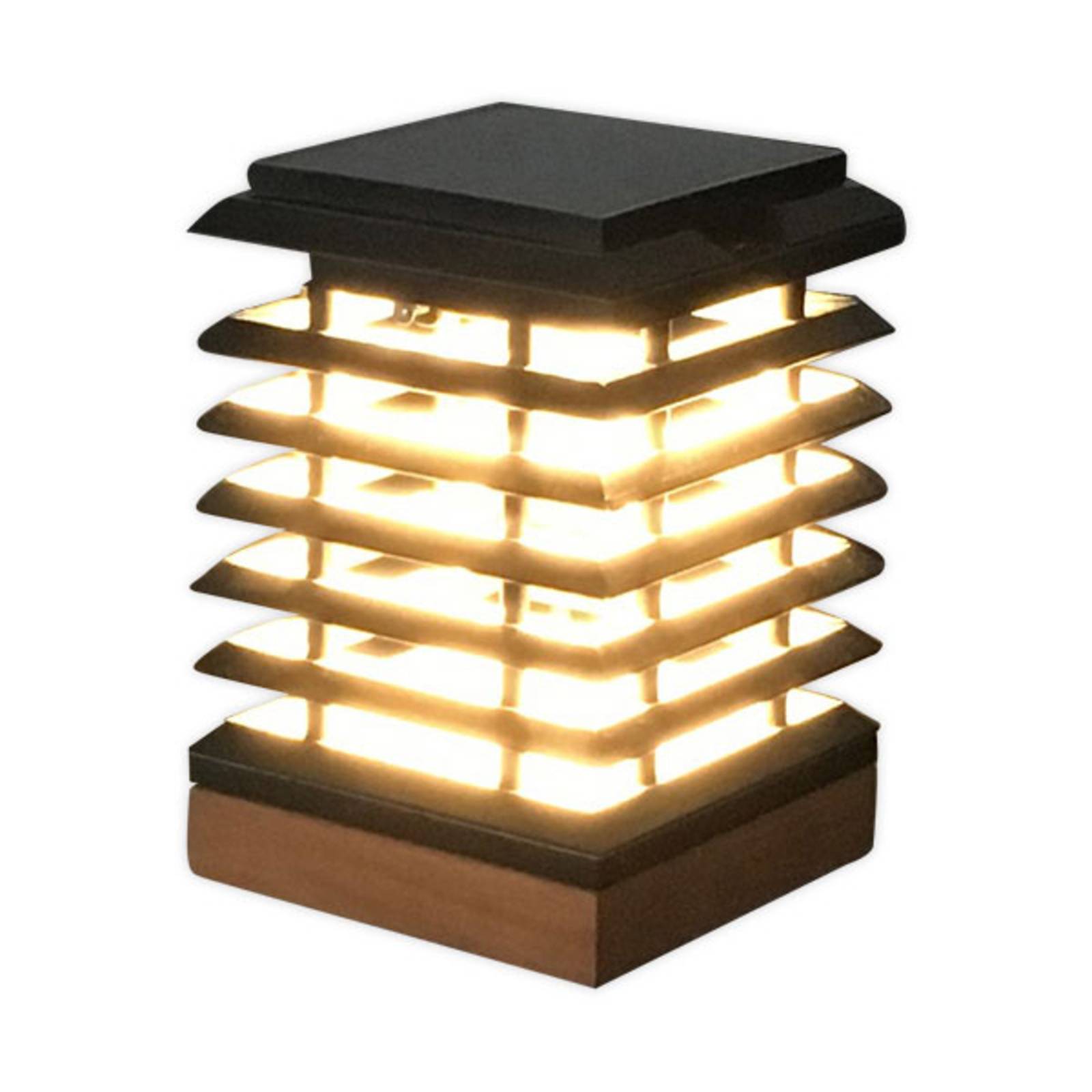 Lampe solaire LED à poser Tekura en bois de teck