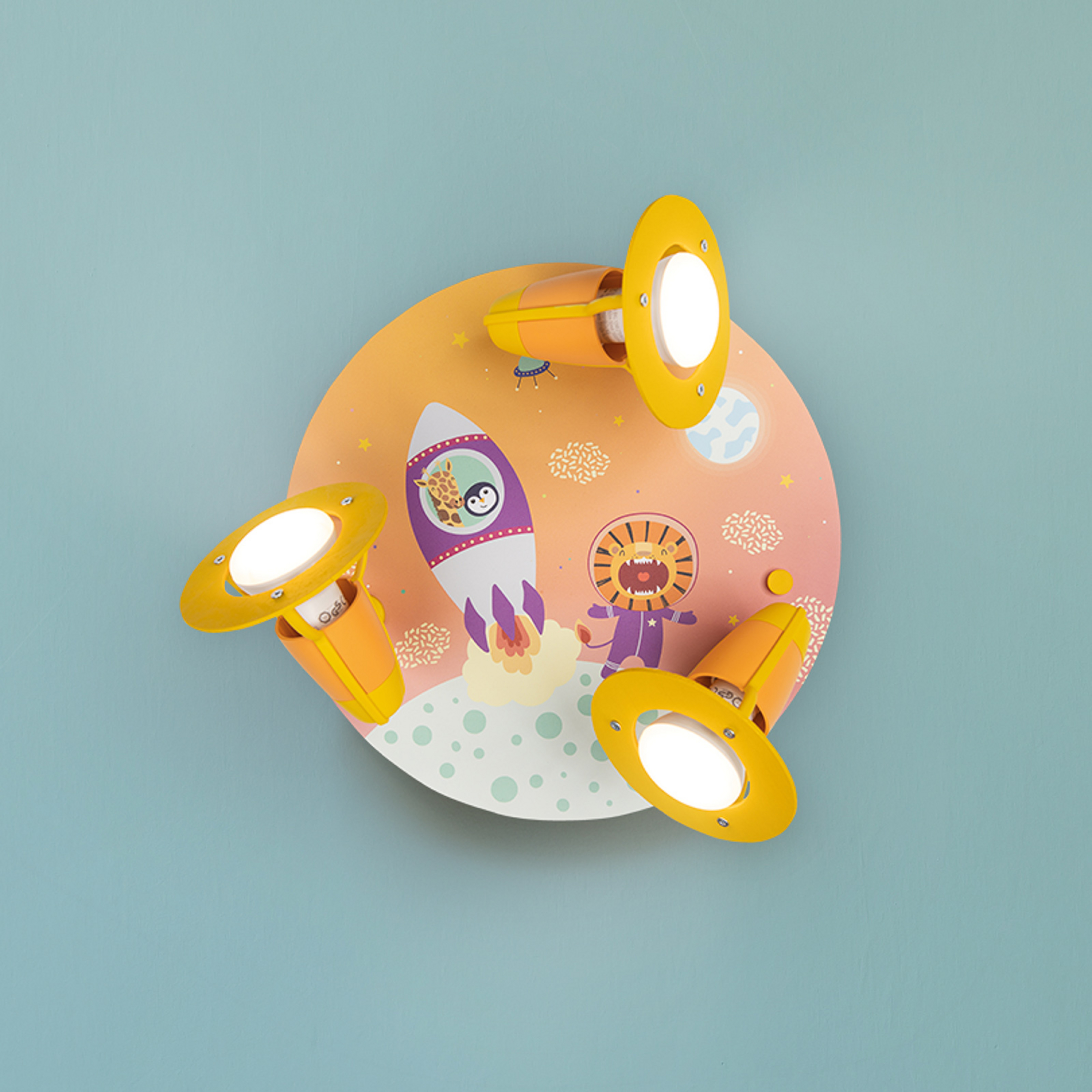 Plafonnier rond Escape, orange, à 3 lampes