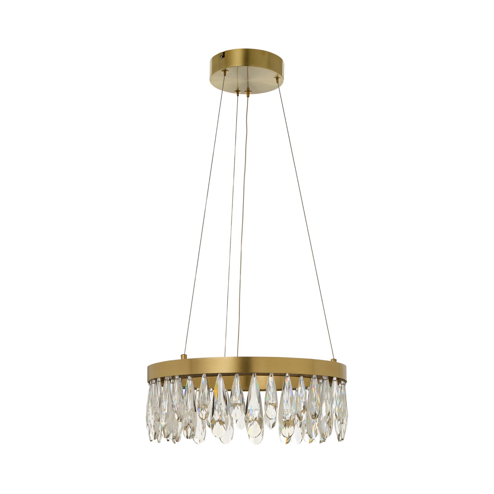 LED висяща лампа Celestia, Ø 40 cm, месингов цвят, кристал