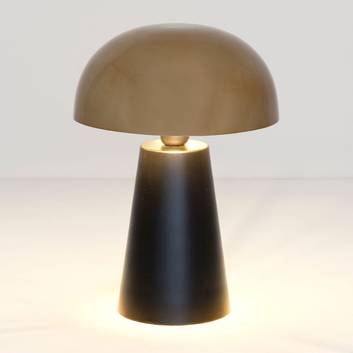 Lampe à poser Fungo, design élégant, noire/dorée