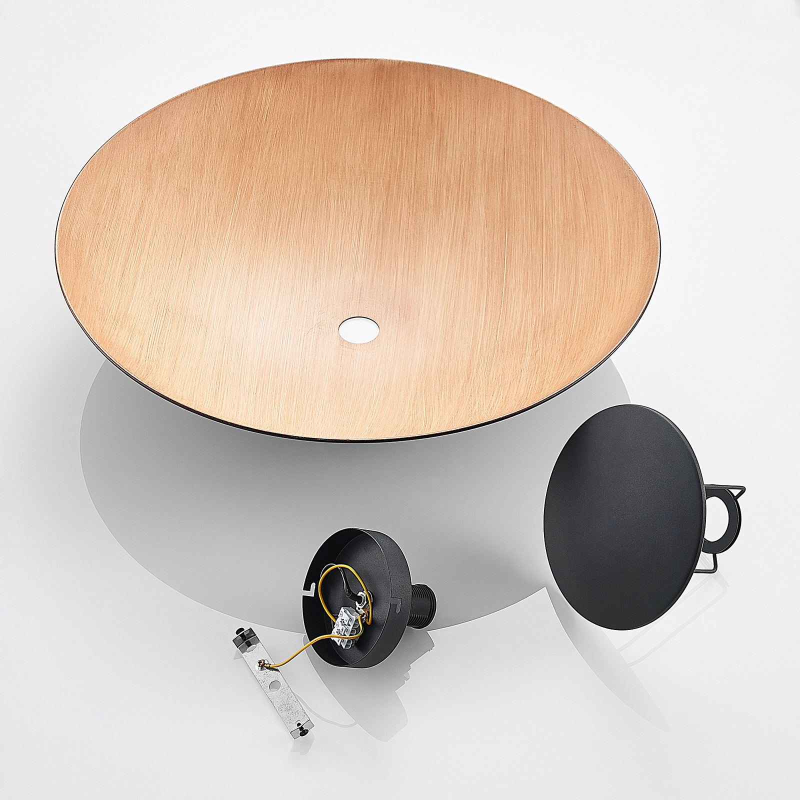 Lindby Entony plafondlamp, zwart, houtkleur
