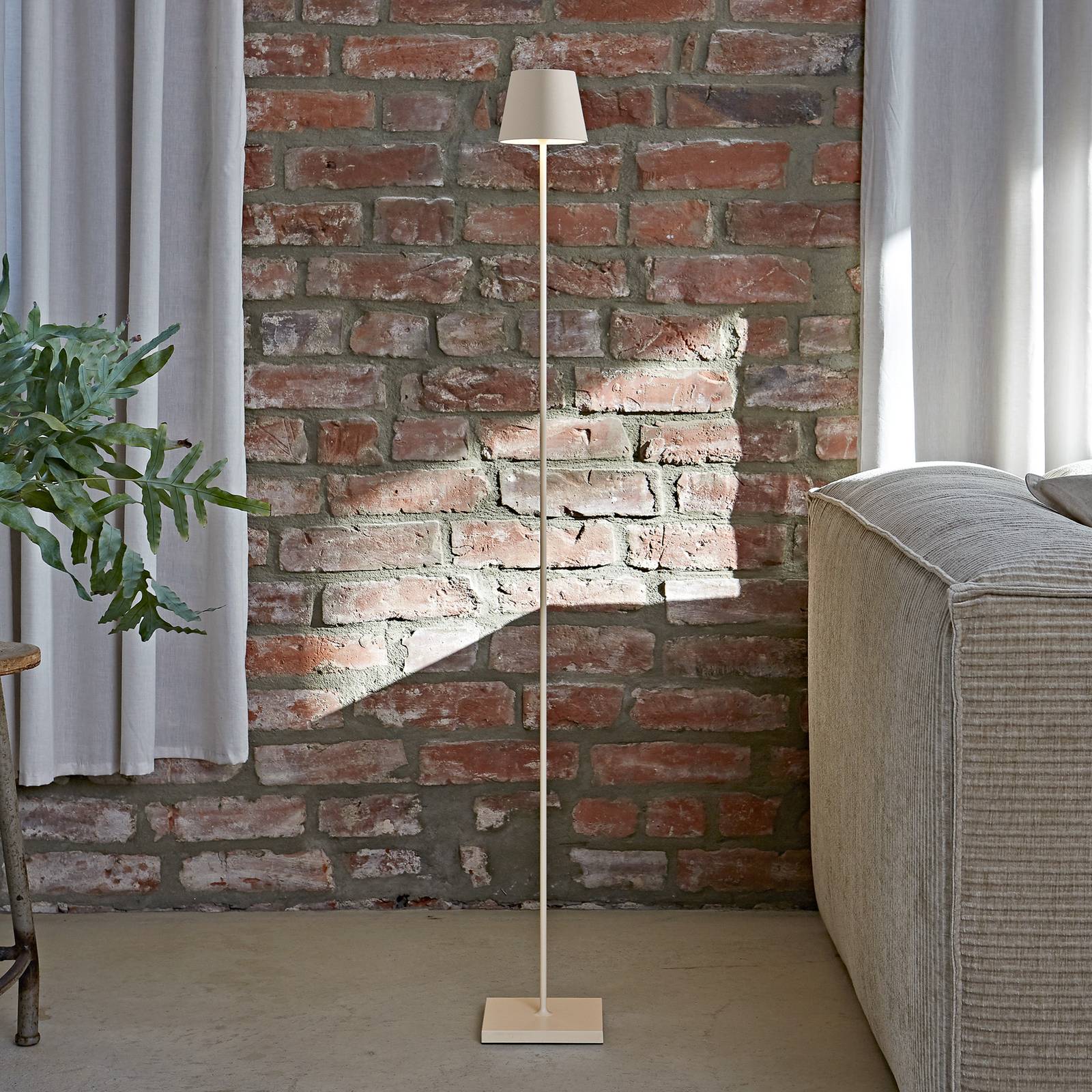 Lampa stojąca LED Nuindie IP54 120 cm okrągła USB-C dune beige