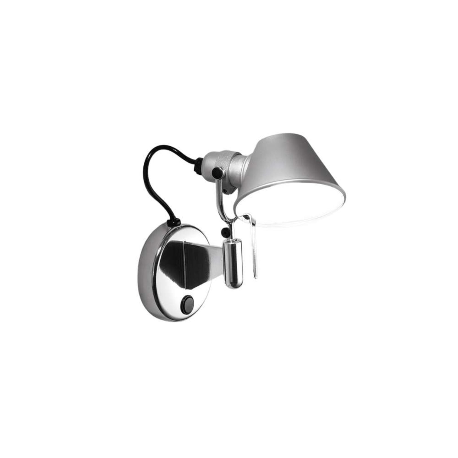 Tolomeo Micro Faretto Candeeiro de Parede com Interruptor E14 Aluminium - Artemi