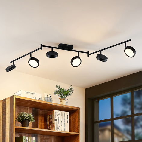 Lindby Vesim LED-Strahler, schwarz, sechsflammig