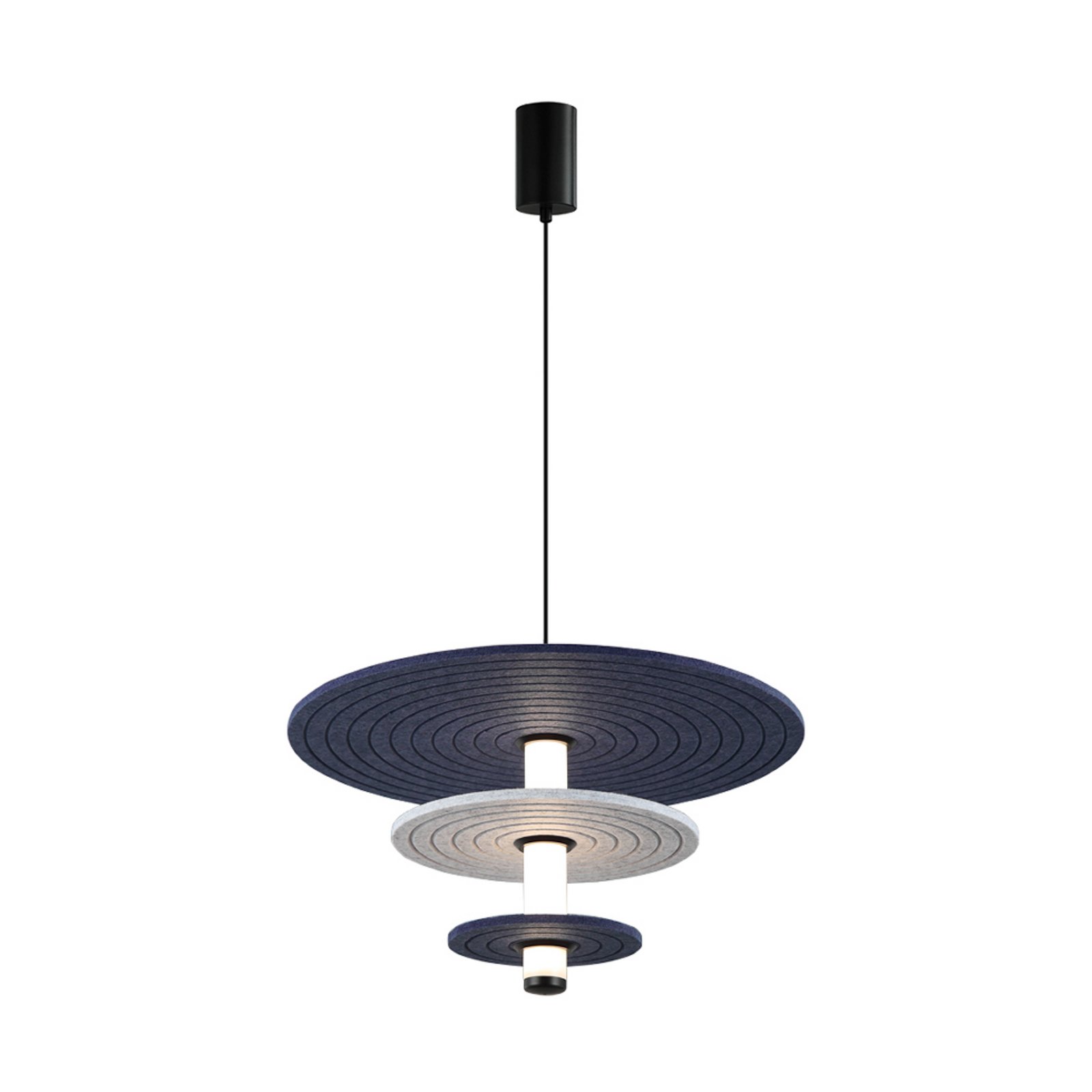 Závěsné světlo LED Azul, výška 31 cm, modrá/šedá/černá, plsť