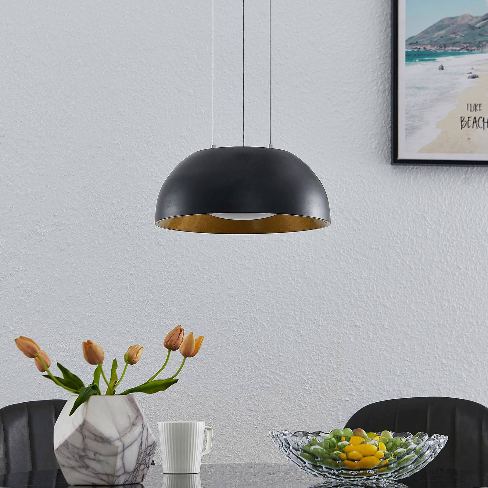Lindby juliven led függő lámpa, fekete, 32 cm