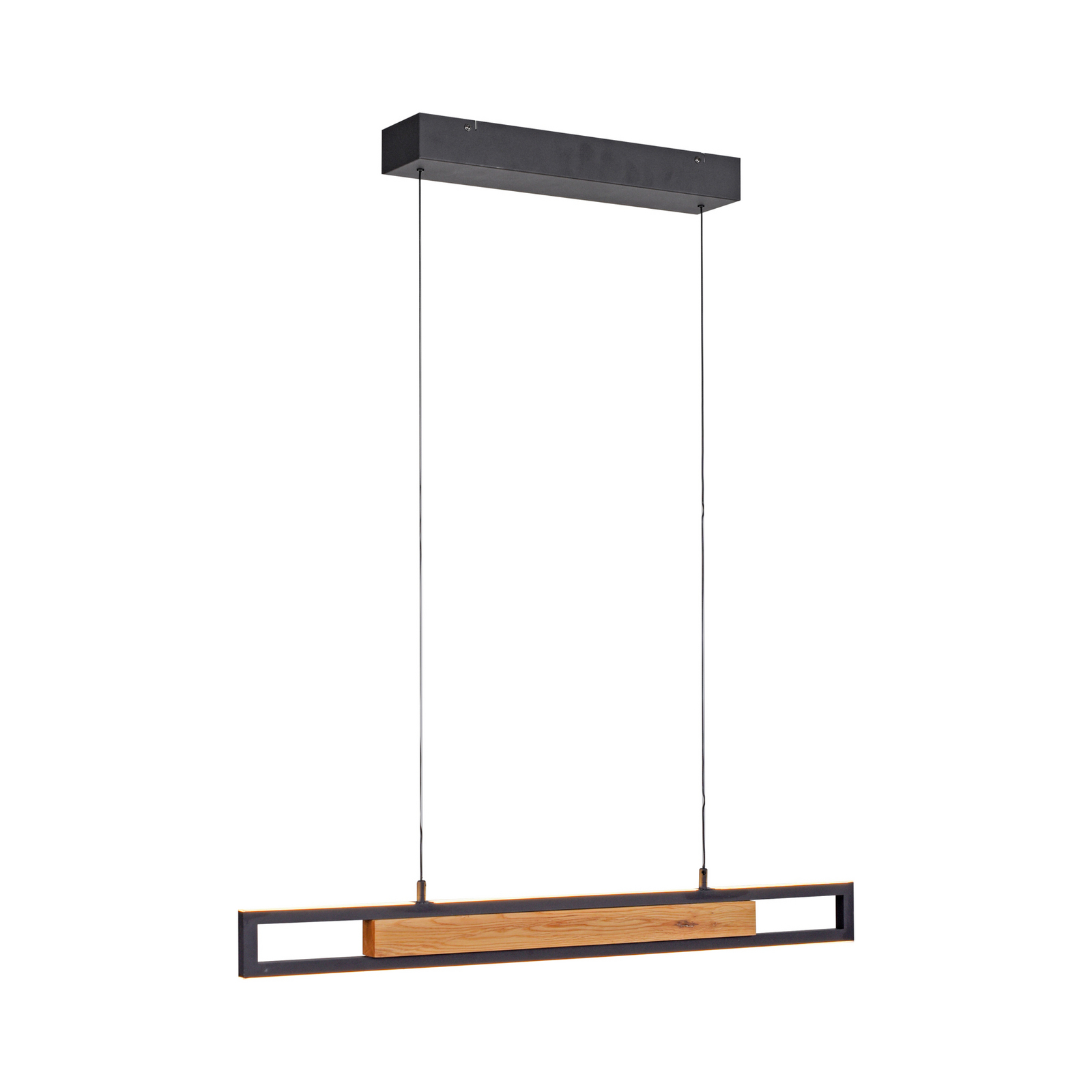 Sveja LED függő lámpa, hossza 80 cm, fekete/fa színű, CCT
