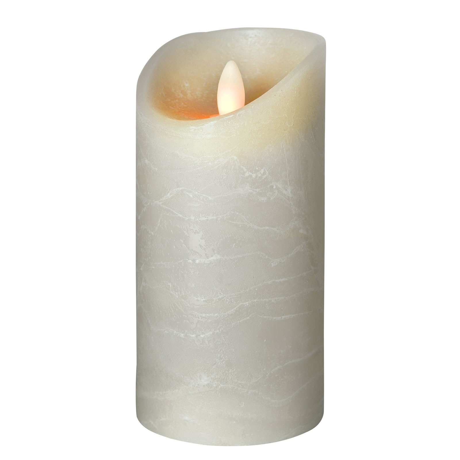 Sompex Shine LED candle, Ø 7.5 cm, grey, height 15 cm, wax, 0.06 W, H: 15 cm