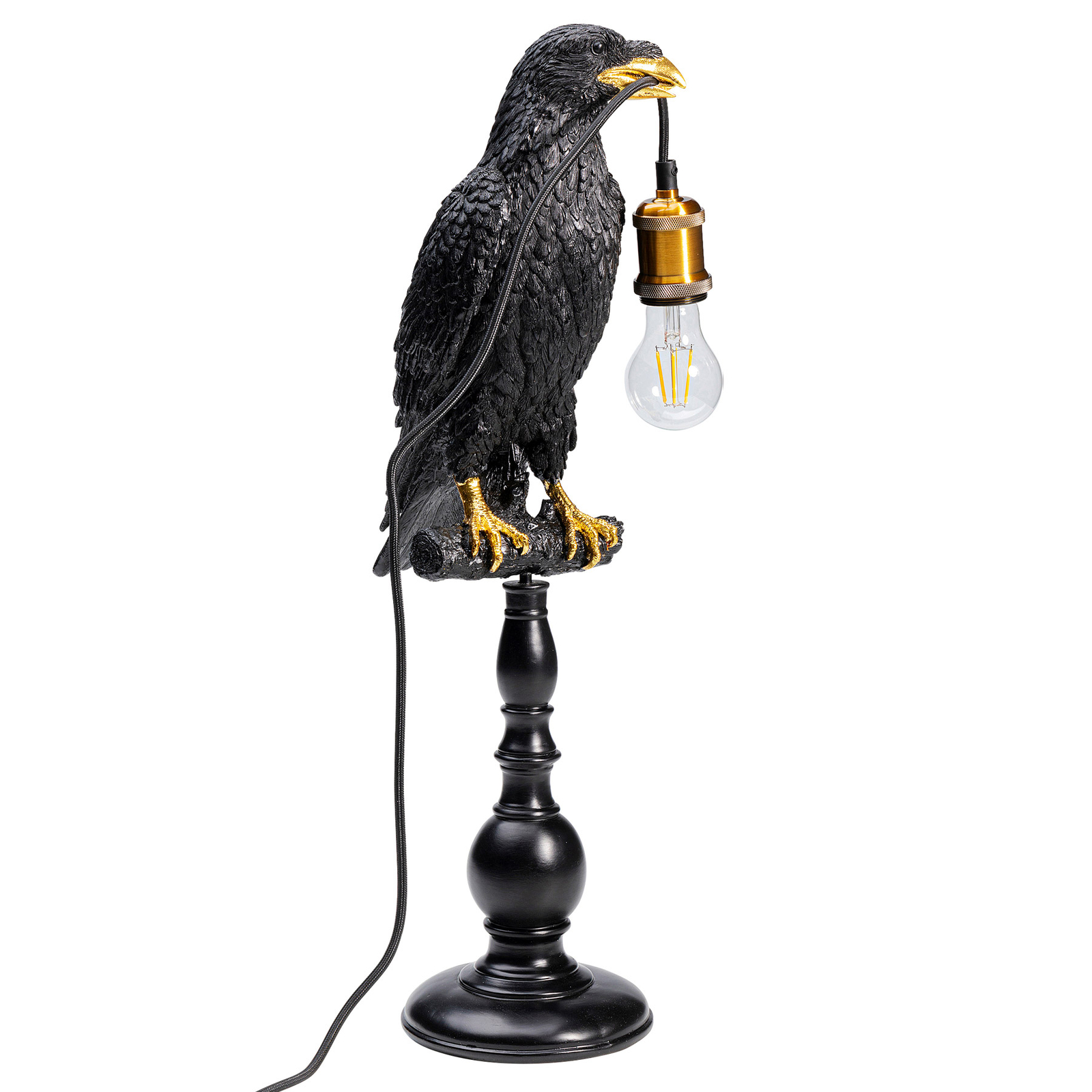 Stolná lampa KARE Animal Sitting Crow v čiernej farbe