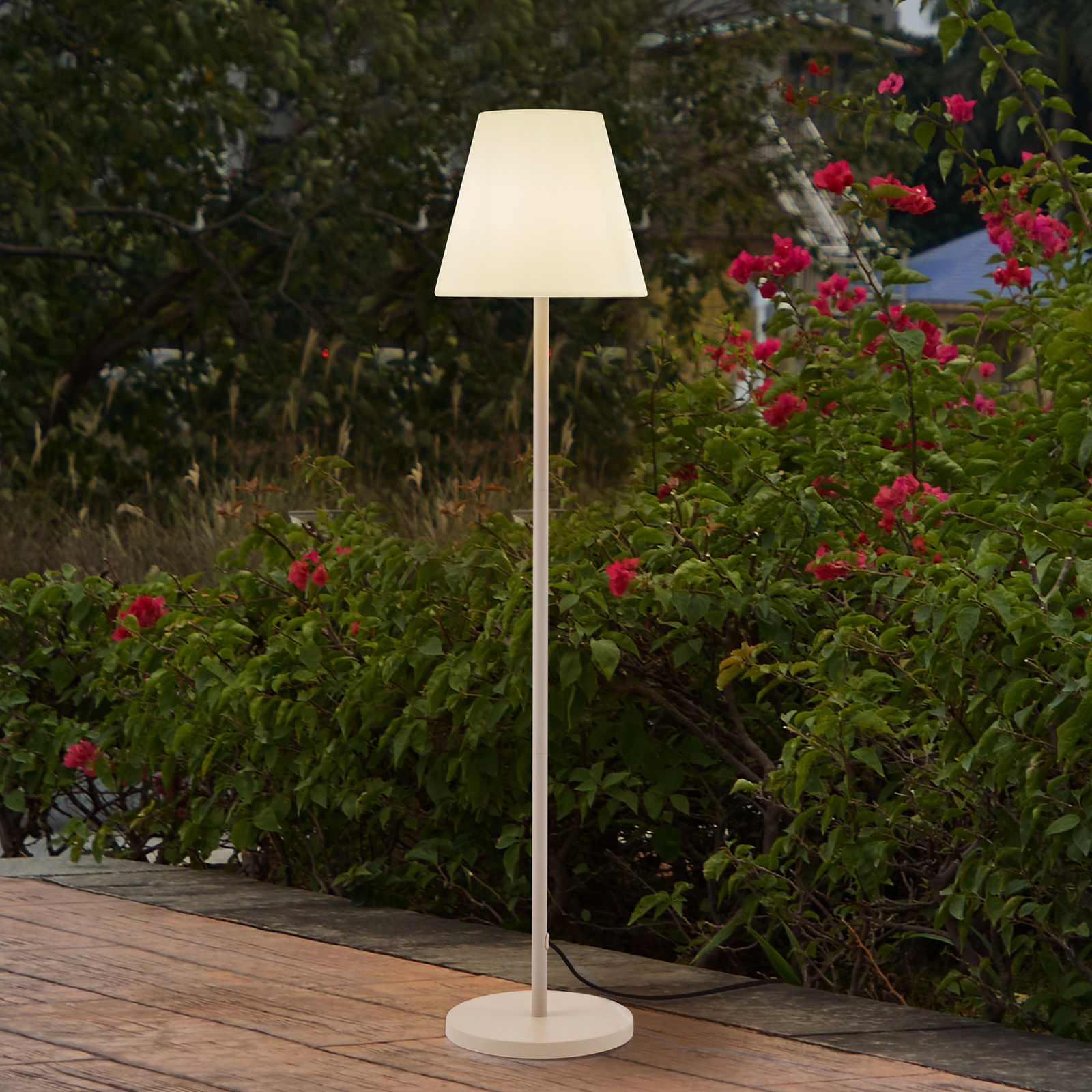 Lucande terraslamp Jaimy, beige, metaal, 150 cm, E27