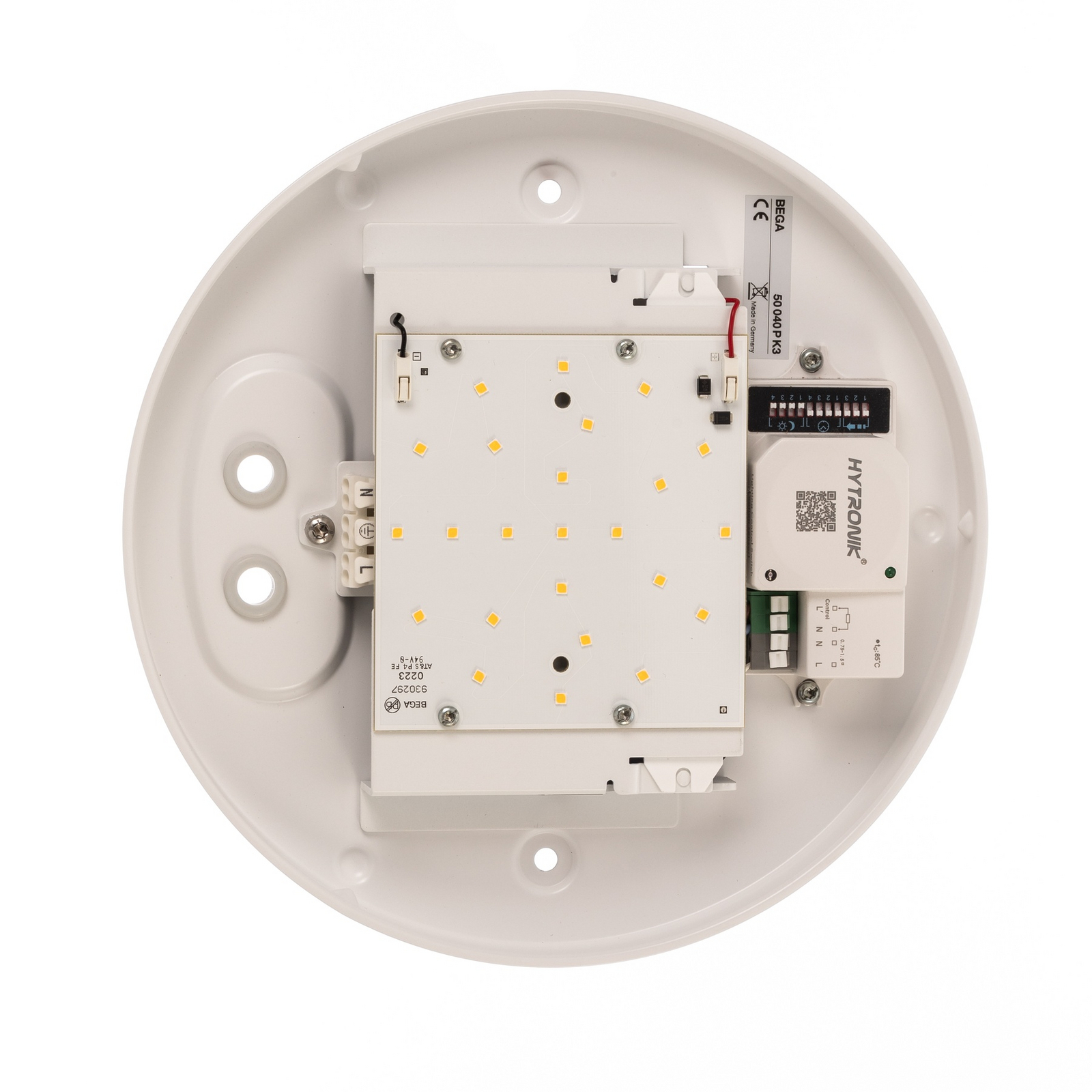 BEGA LED griestu gaisma 50040P K3 Sensor, Ø 25 cm, balta plastmasa