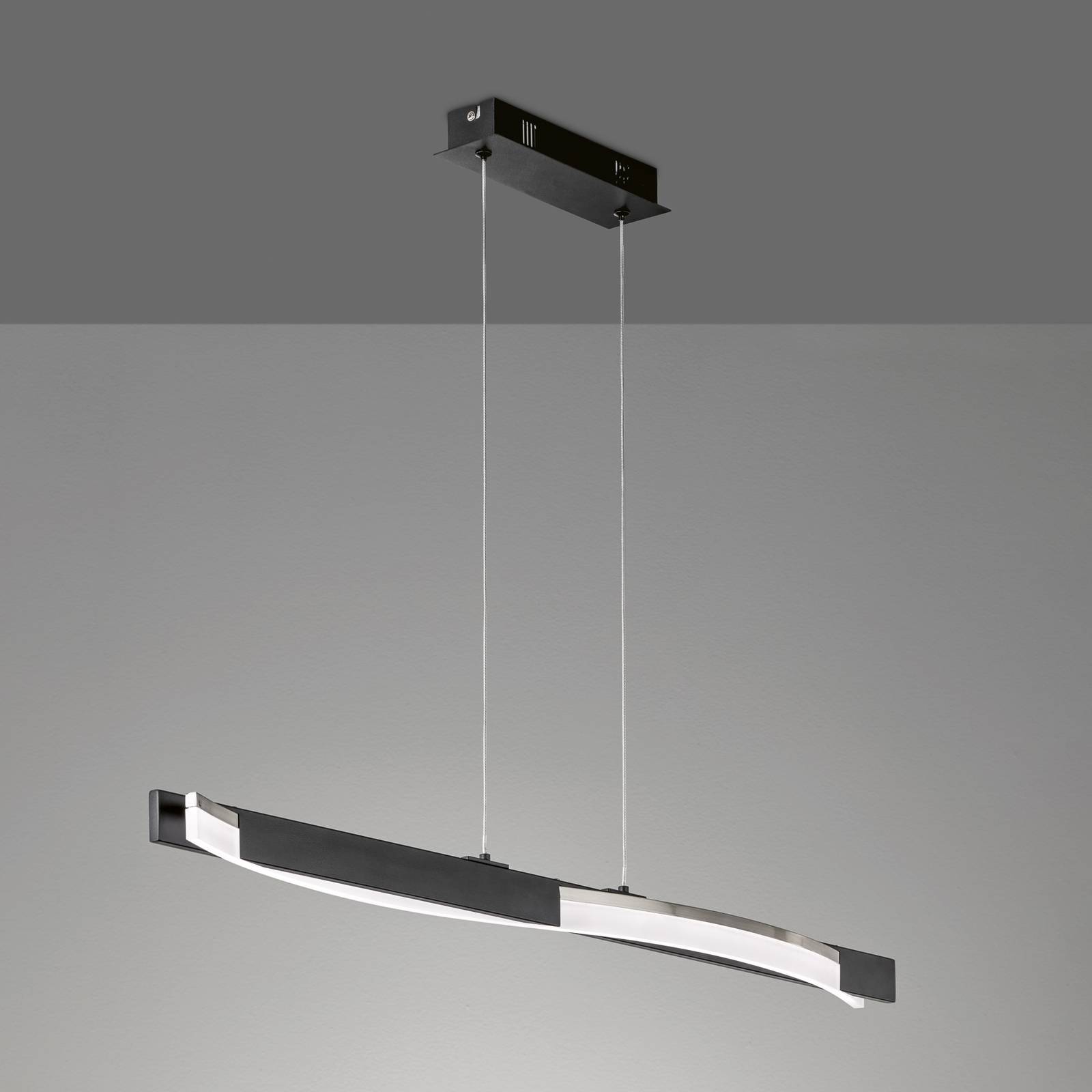 Lampa wisząca LED Bridge, kolor czarny/nikiel, długość 95 cm