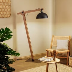 Envostar Stort stojací lampa s dřevěným stojanem
