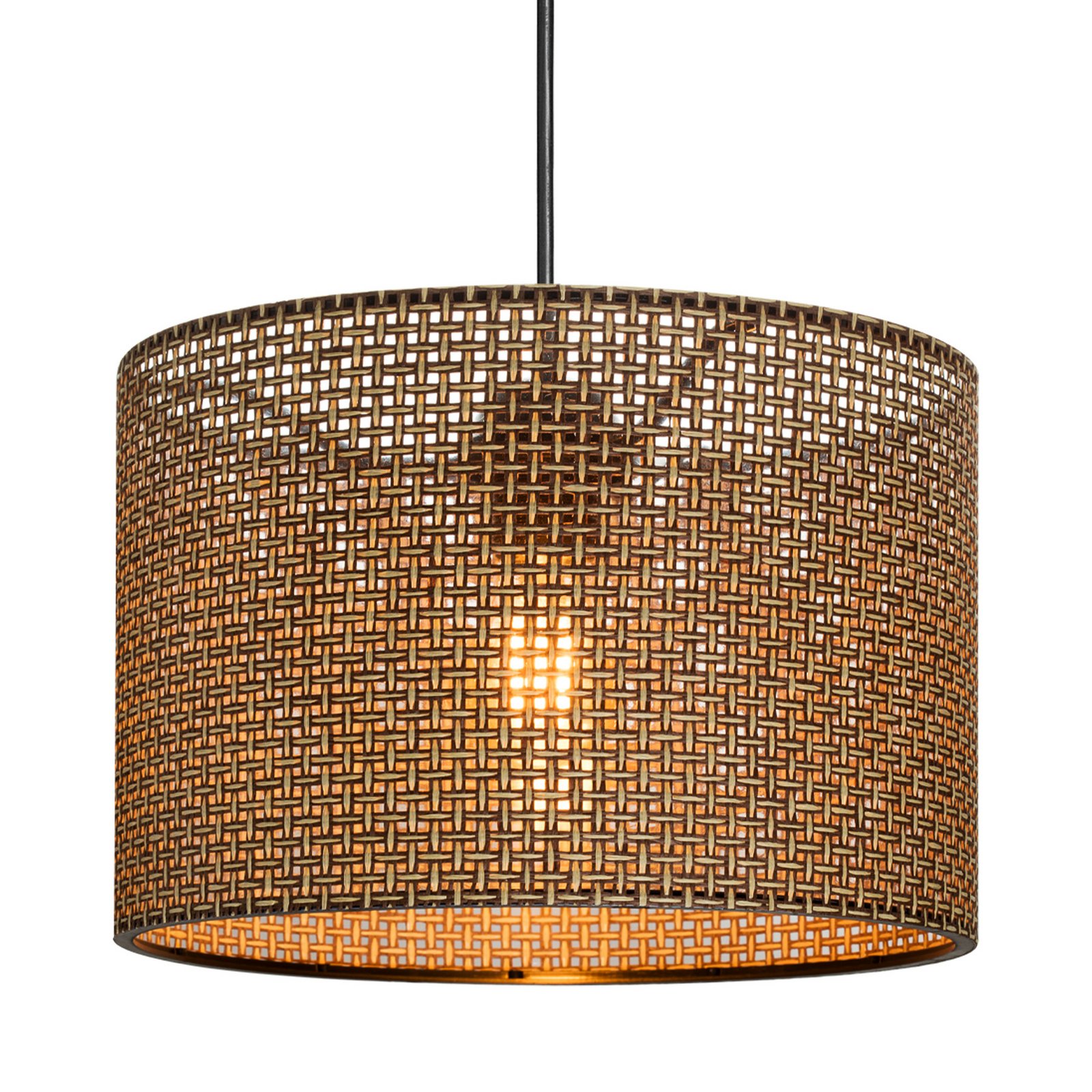 Candeeiro suspenso Nara, padrão castanho, tecido, Ø 30 cm