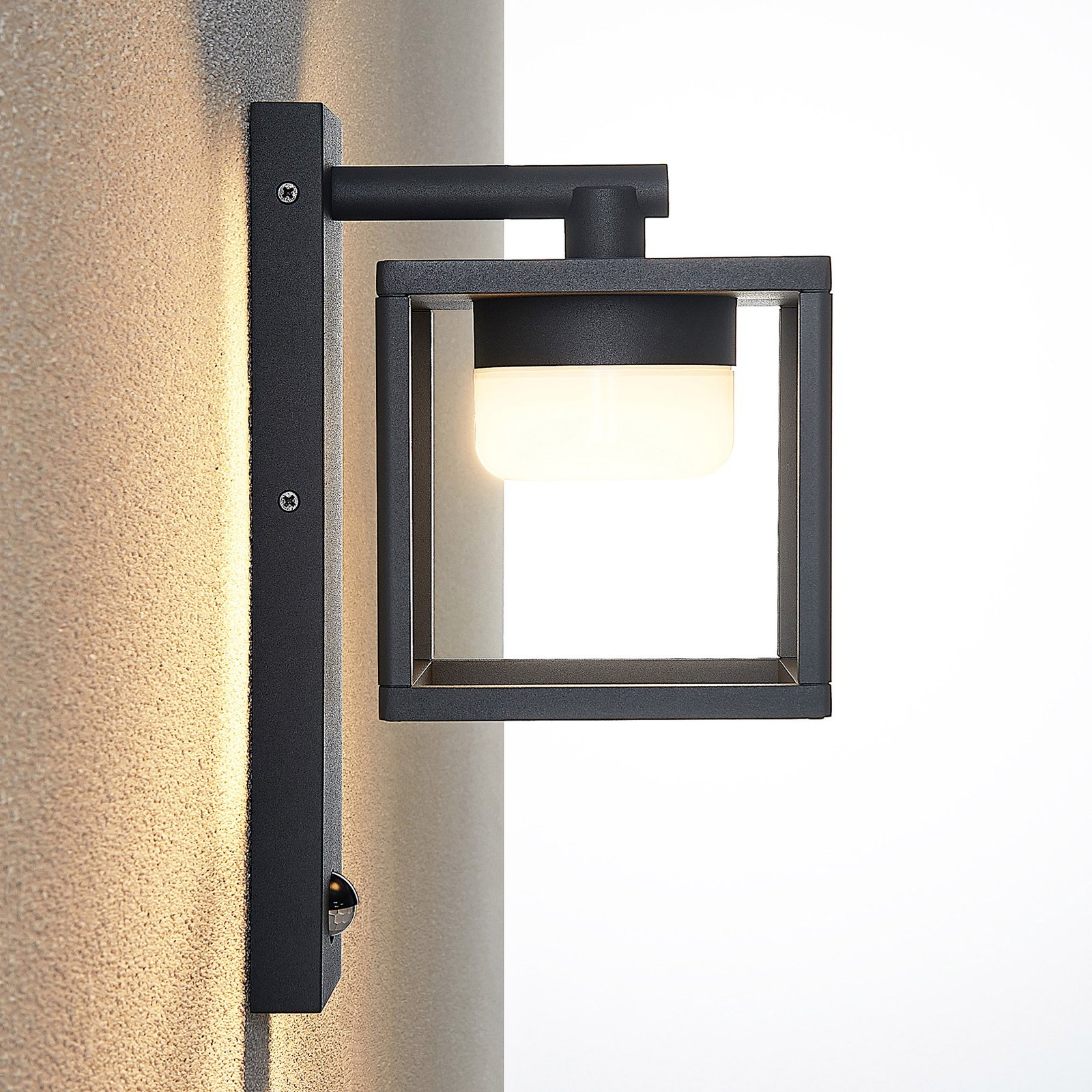 Lucande Timio outdoor wall lamp, downlight, sensor