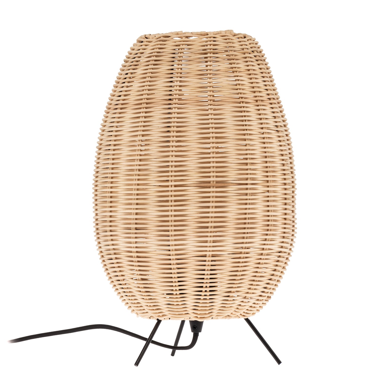 Lindby Oliana asztali lámpa, rattan, Ø 23 cm, E27