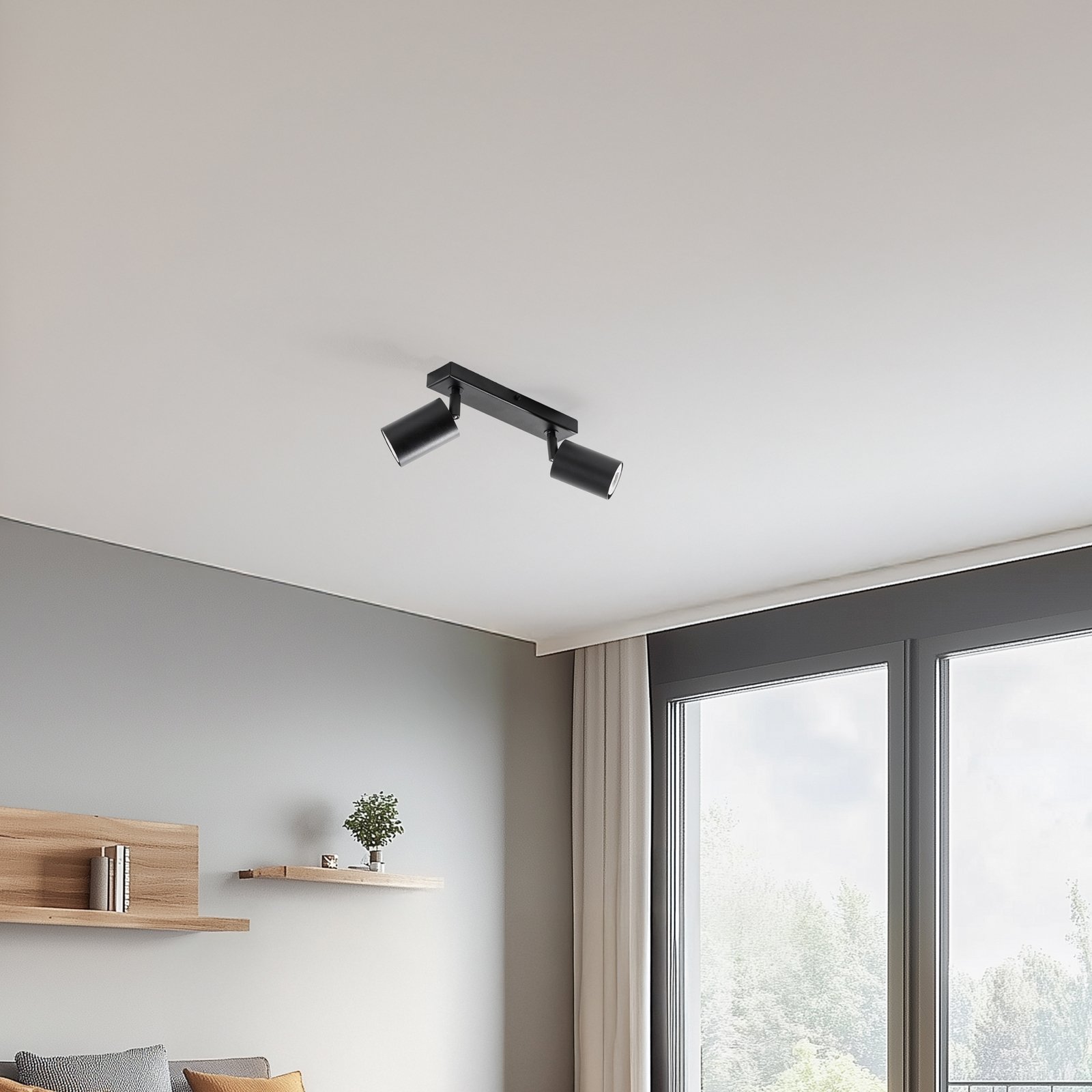Zoom ceiling spotlight, 2-bulb, black