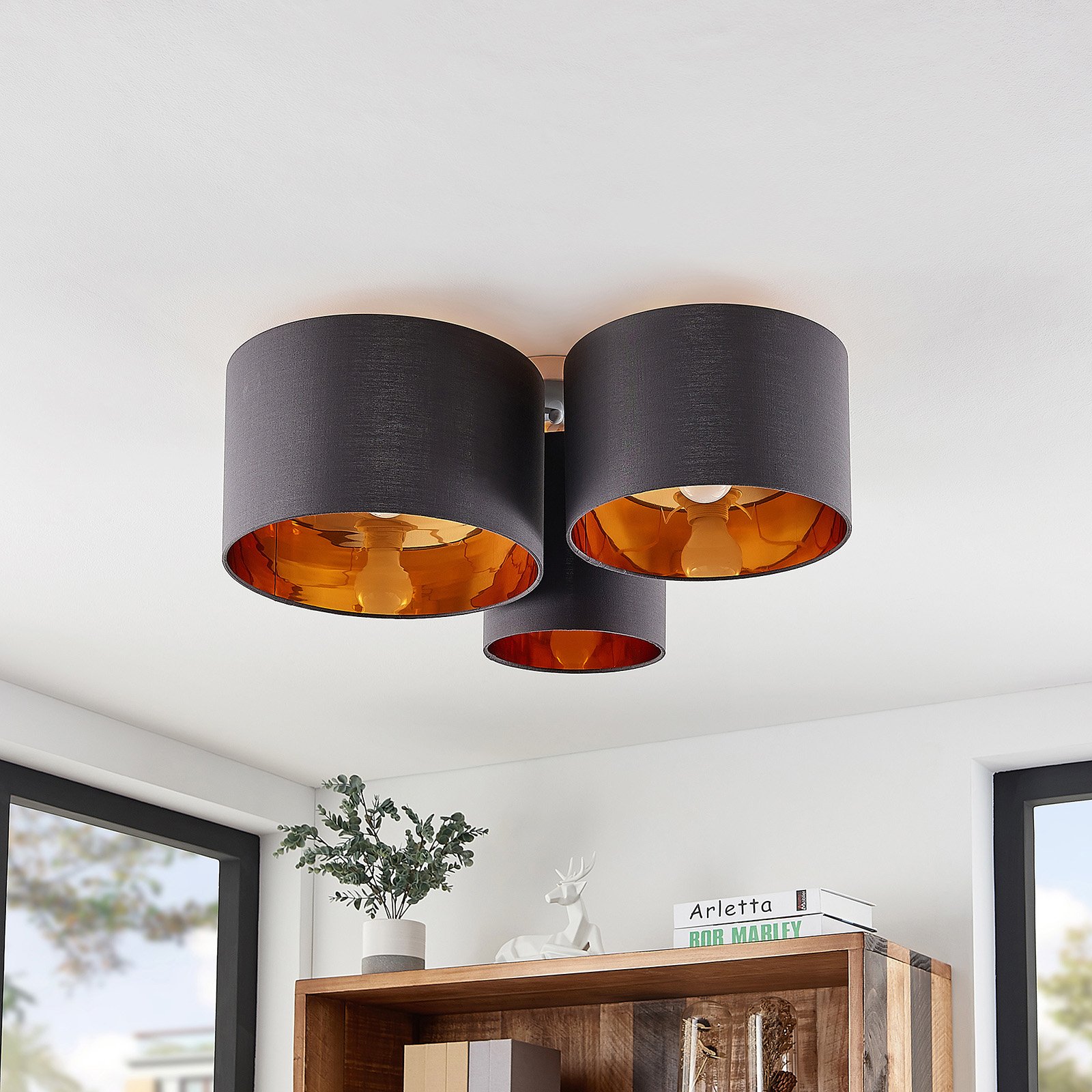 Laurenz Ceiling Lamp Grey/Gold - Lindby