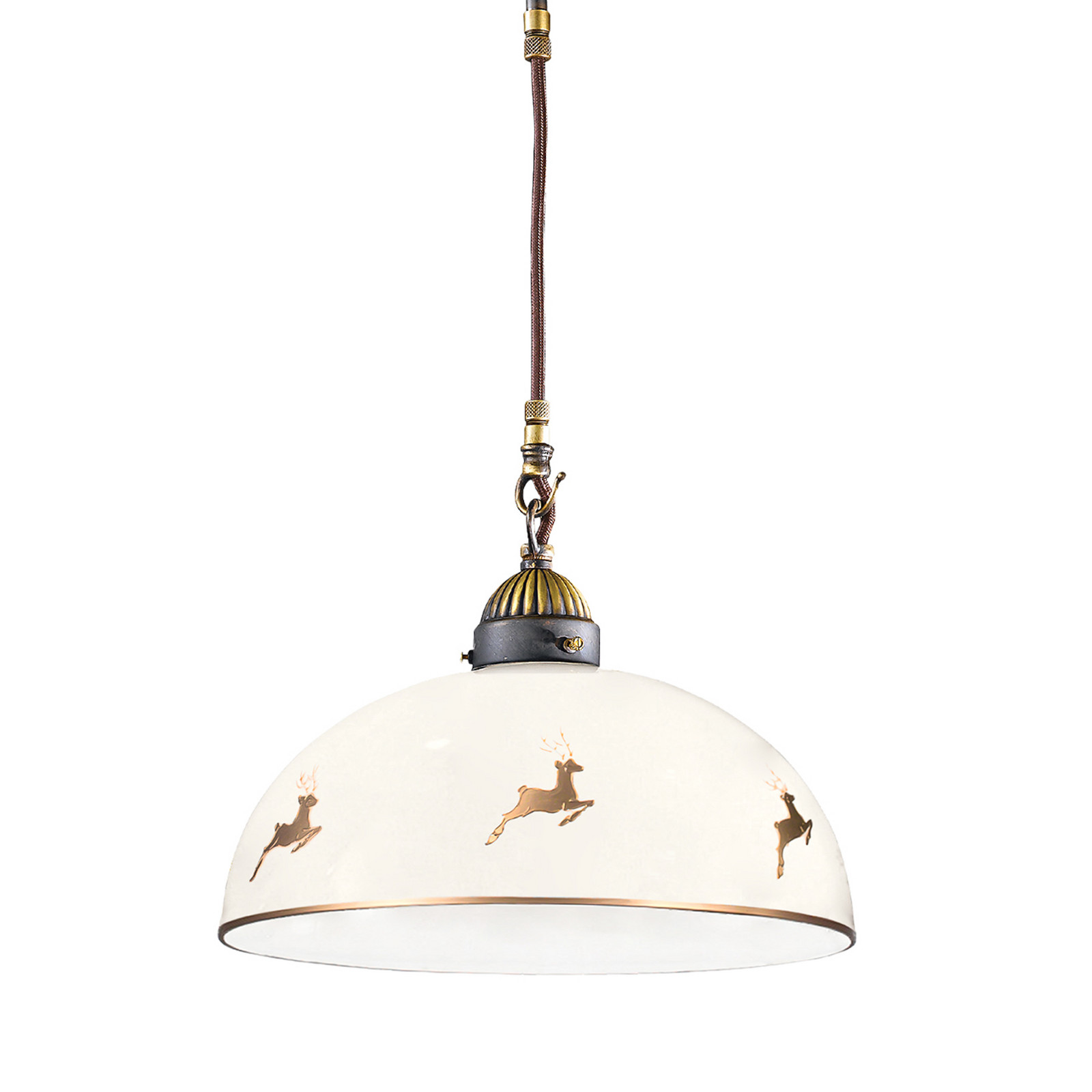 austrolux Kolarz lampă suspendată Nonna Ø 30 cm Cerb auriu Margine netedă - Camera de zi / sufragerie - Casă de țară / Rustic - alb auriu alamă - Sticlă