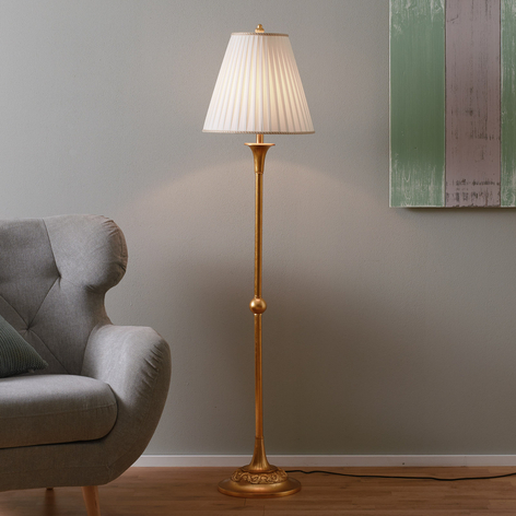 Lampadaire DONATA de style, abat-jour plissé