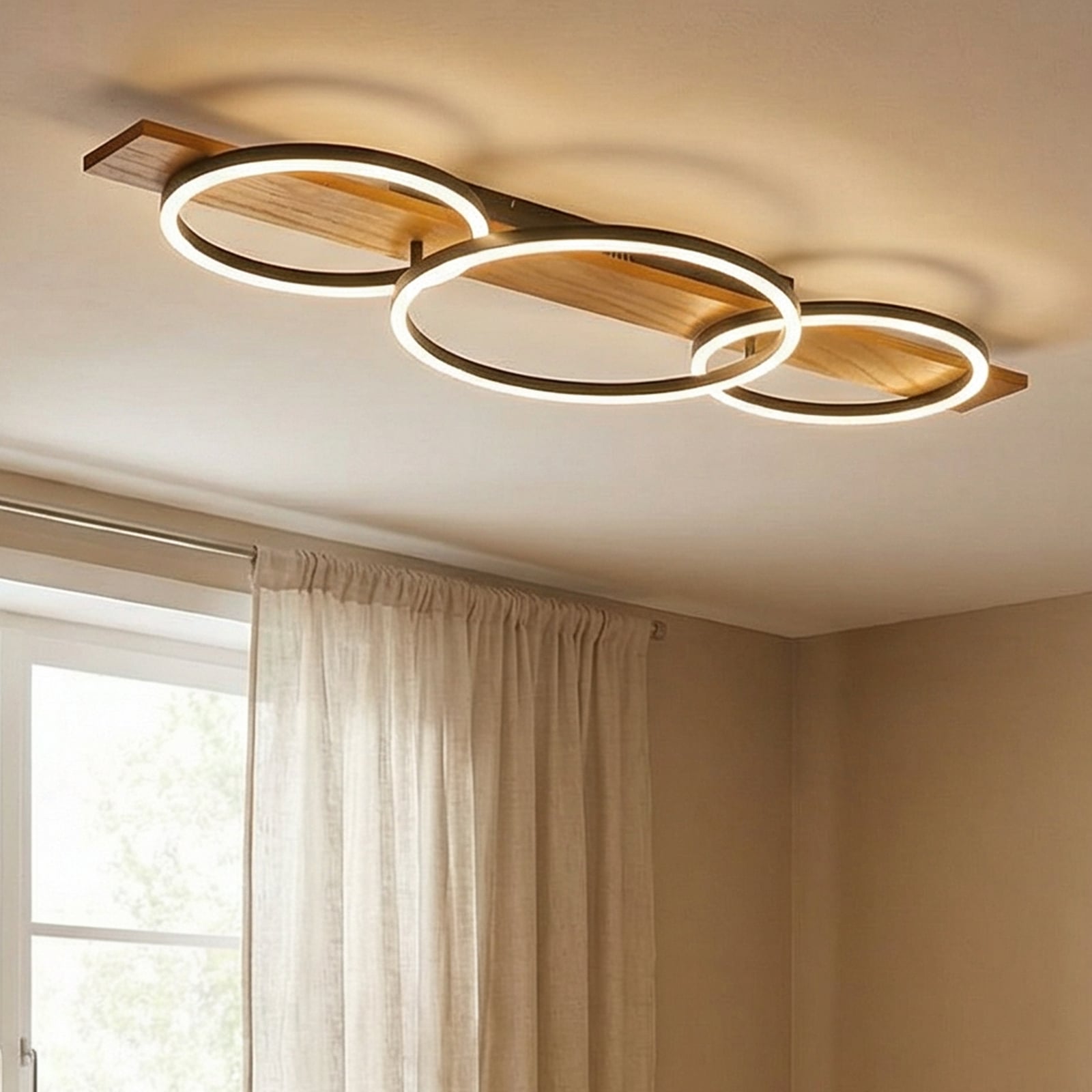 Lindby LED griestu lampa Galad, melna, koka, 3 gaismas, 98 cm