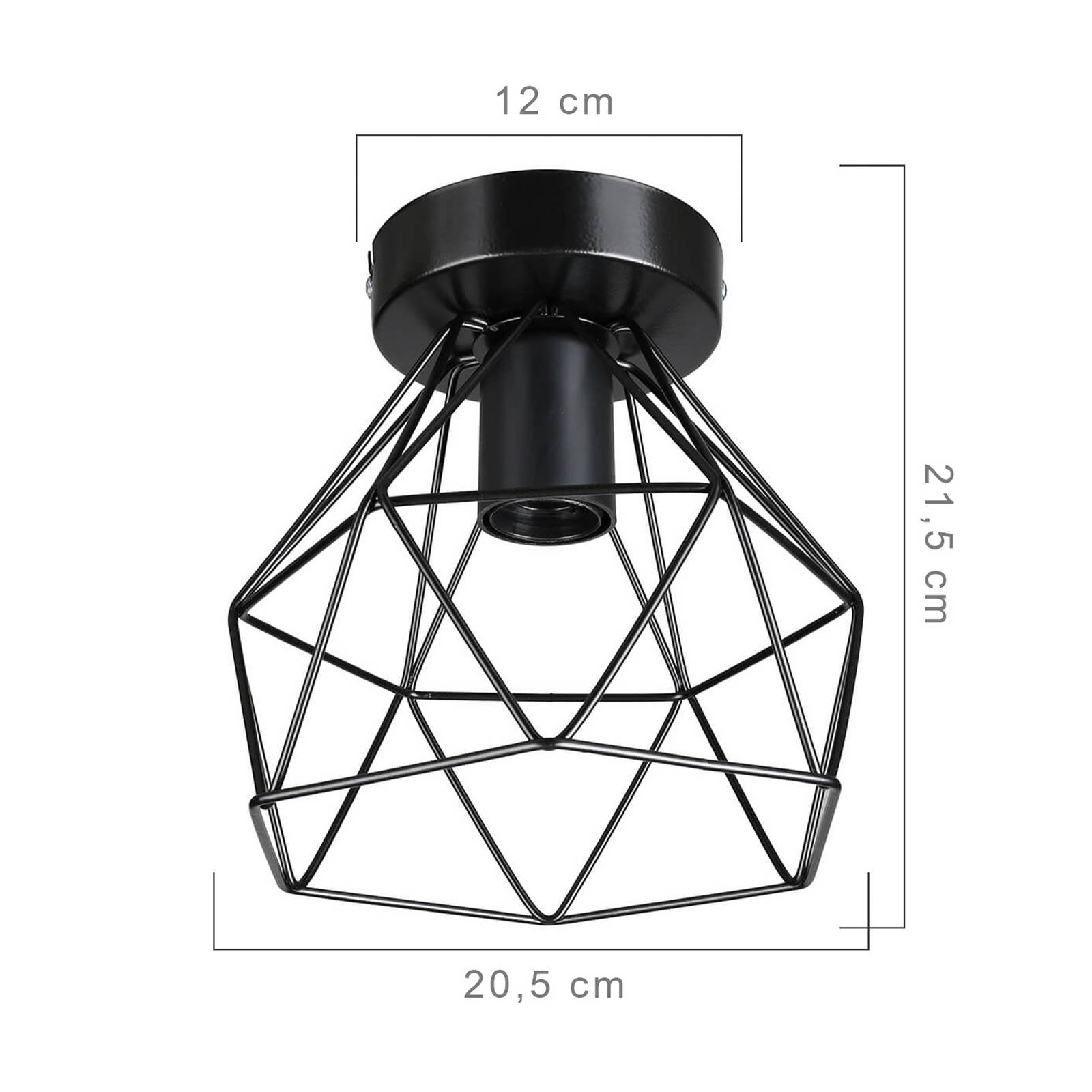 Deckenleuchte Patara, schwarz, Ø 20 cm, Gitterschirm, Metall günstig online kaufen