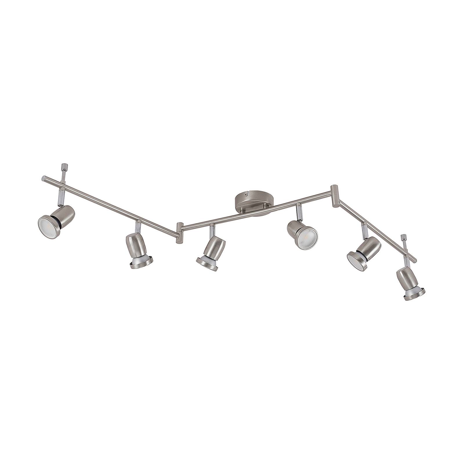 ELC Simano LED ceiling spotlight, nickel, 6-bulb - Living / Dining Room - Ceiling Light - Modern - Silver