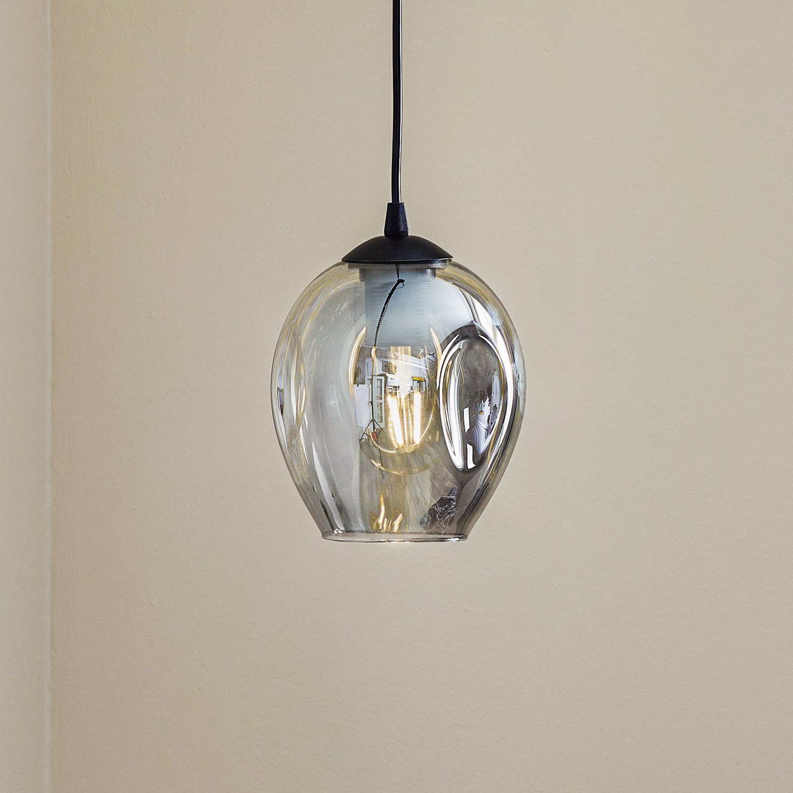 Starla pendant lamp one-bulb, graphite glass