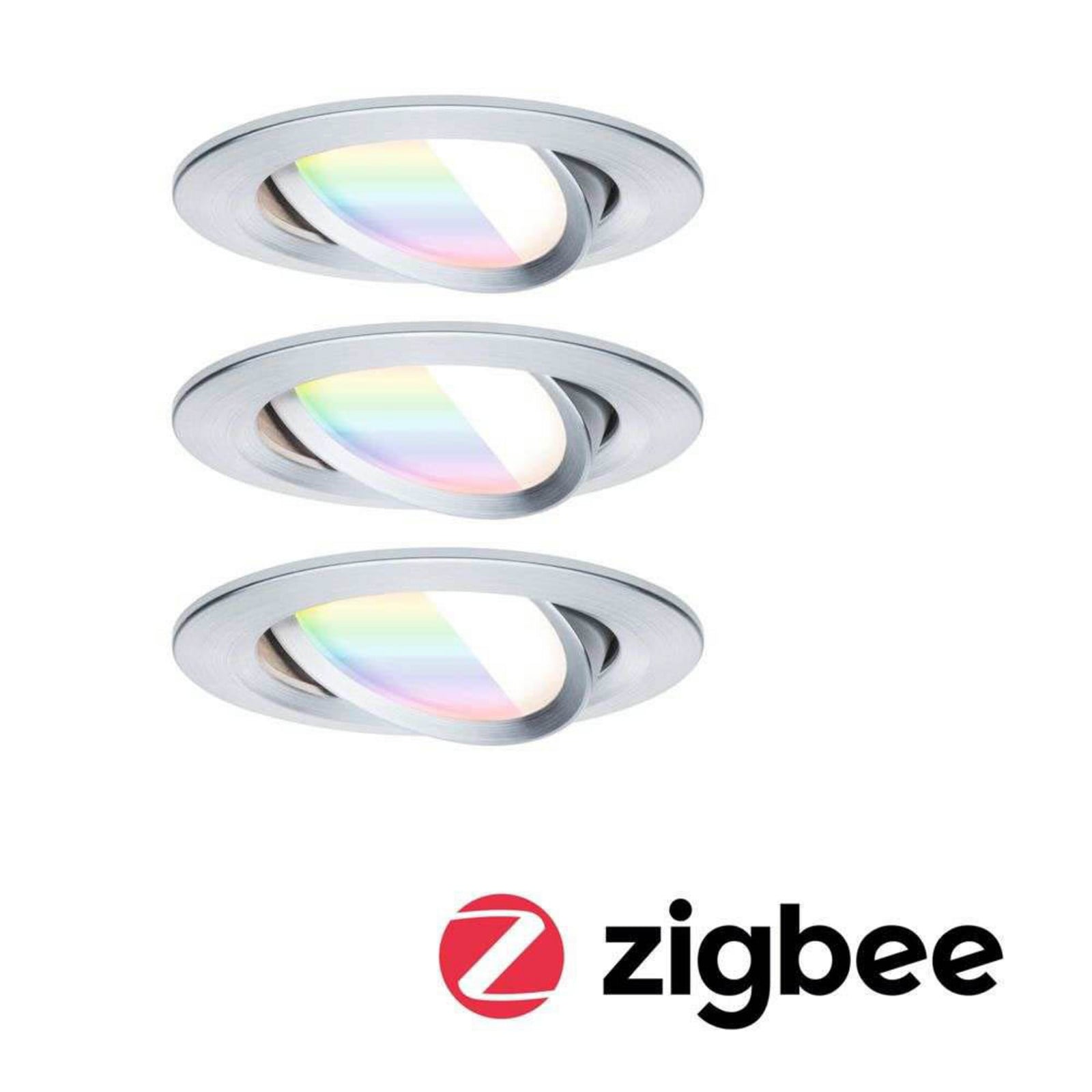 Nova Coin Smart Einbaulampe alu Ø 8,4 cm RGBW 3er Paulmann - Wohnzimmer - Aluminium