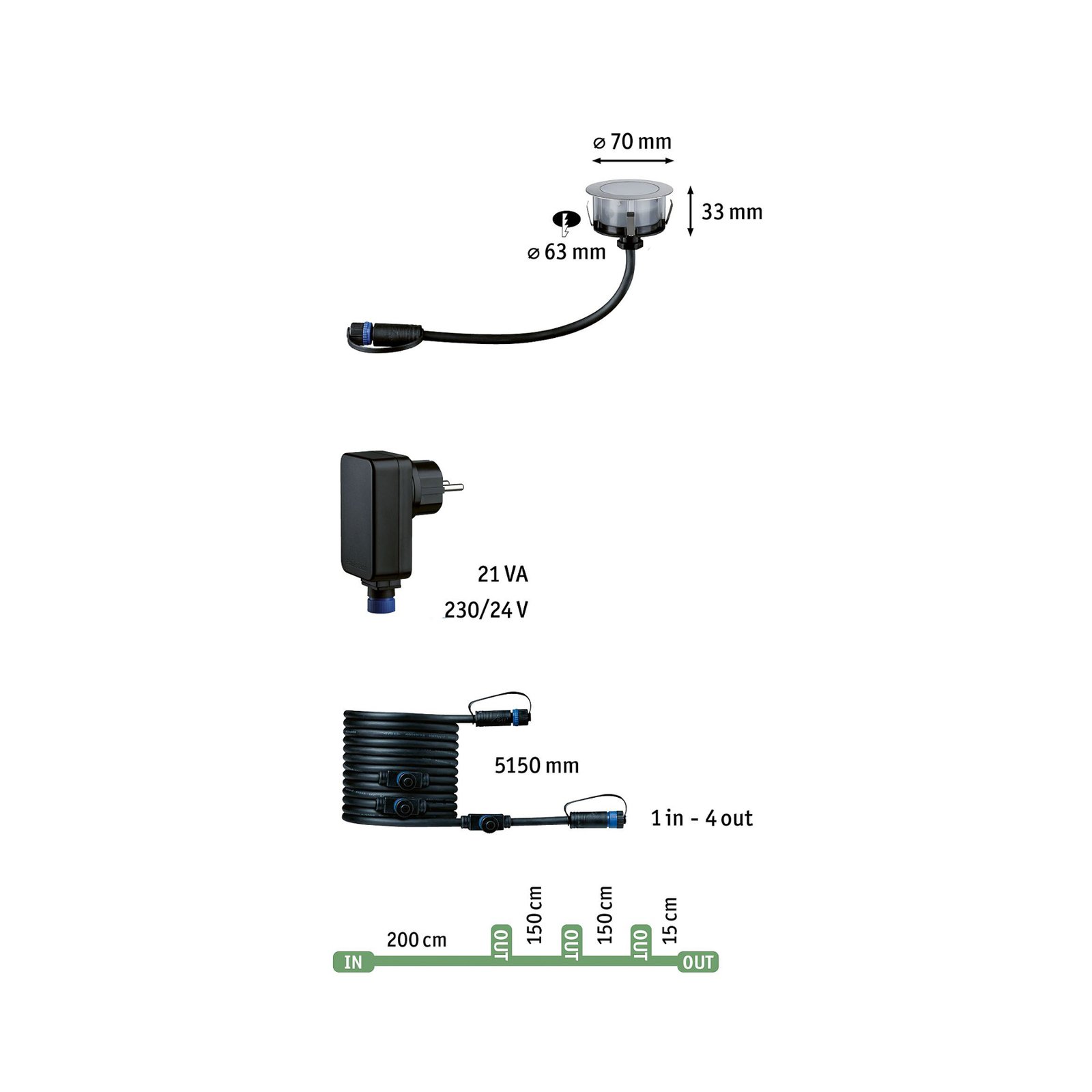 Paulmann Plug & Shine Upotettava valonheitin Floor 3 RGBW ZigBee