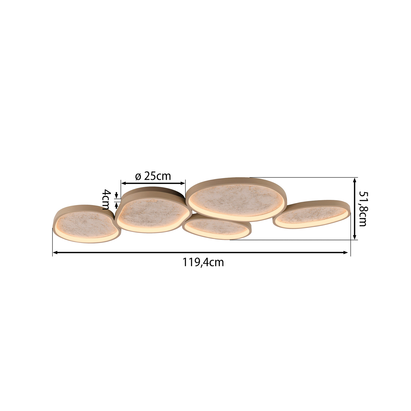 Moonbraker 5 LED ceiling light, sand beige, 3,000K, dimmable