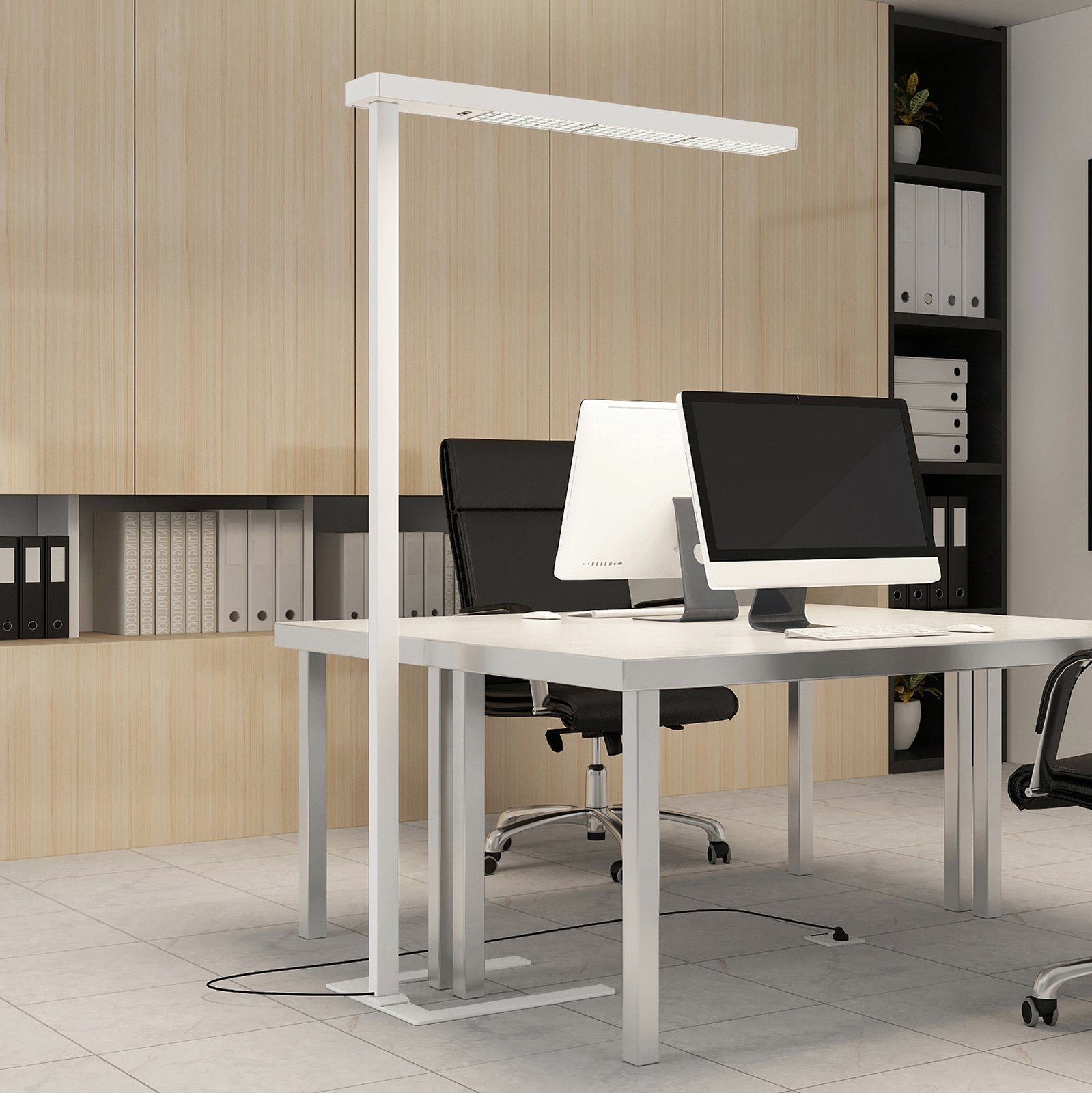 Arcchio Susi LED kantoor vloerlamp, sensor, wit