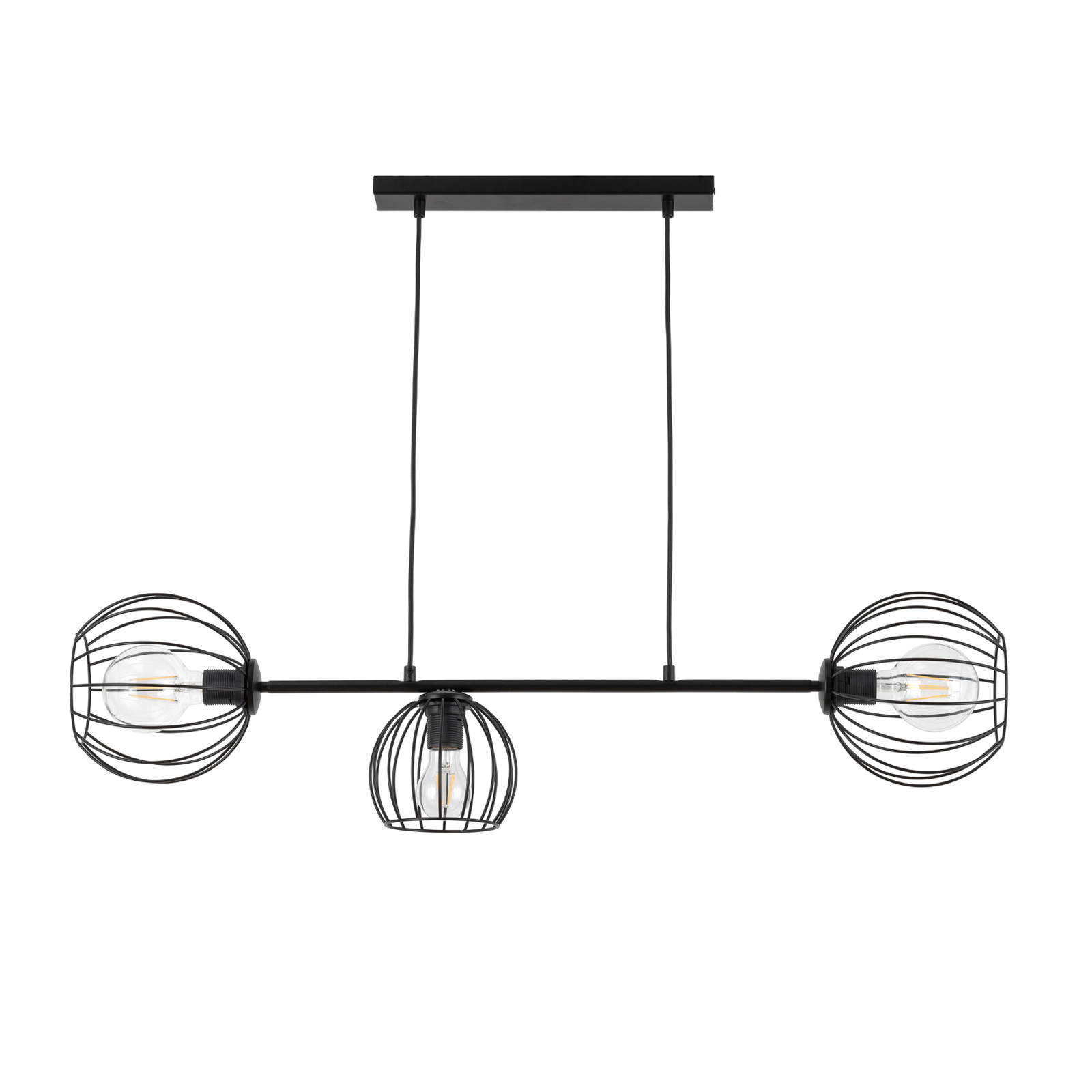Hanglamp Madam, zwart, drie kooikappen