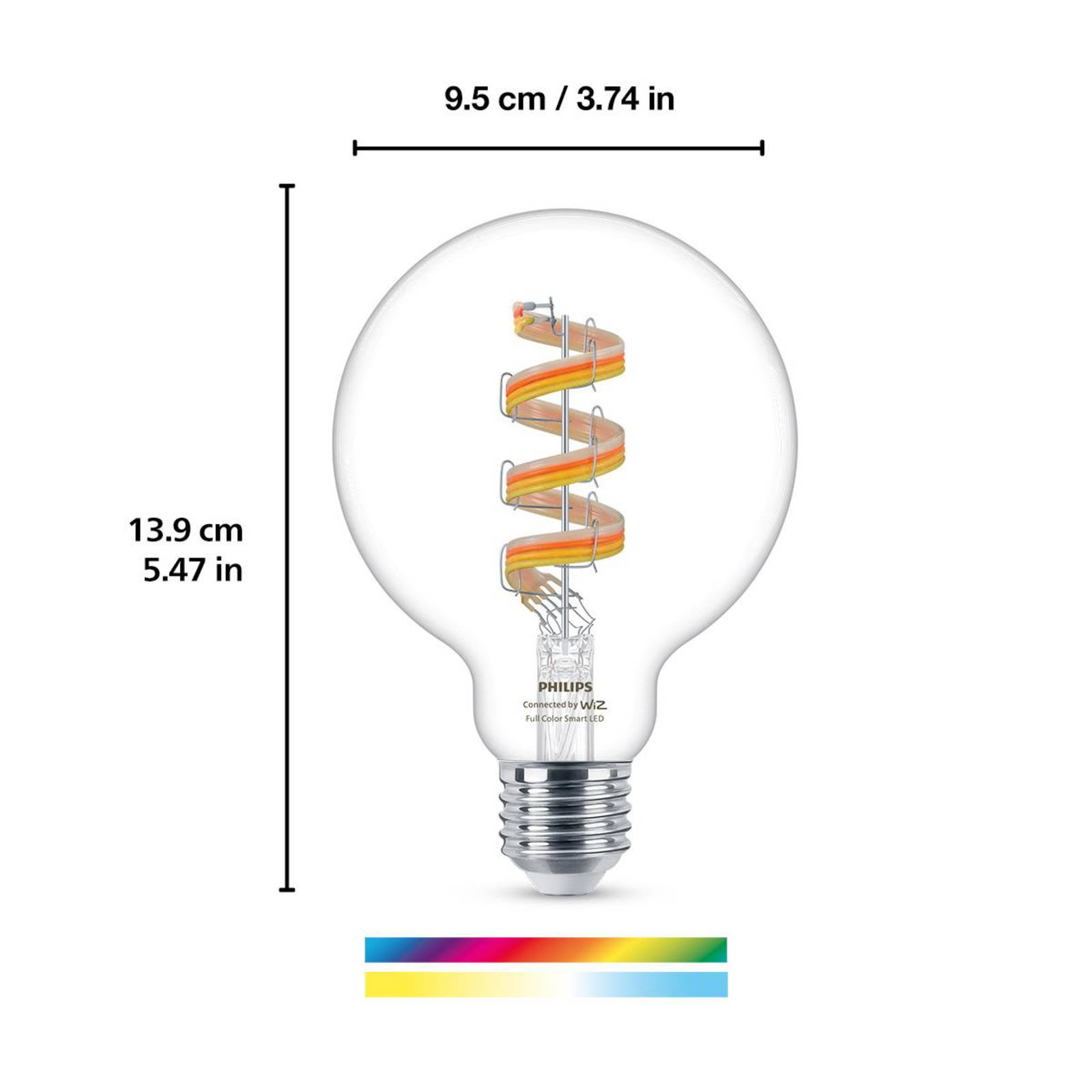 WiZ G95 LED-filamentlampa glob WiFi E27 6,3W RGBW