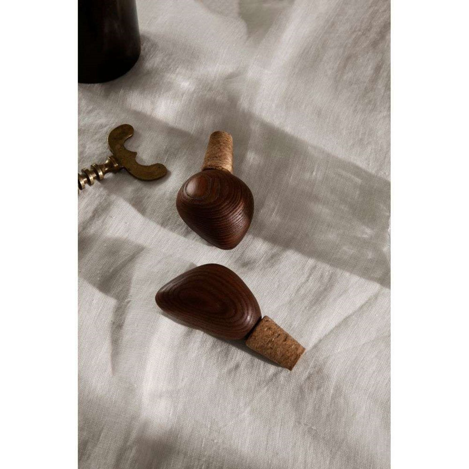 Cairn Wine Stoppers Set of 2 Dark Brown - ferm LIVING