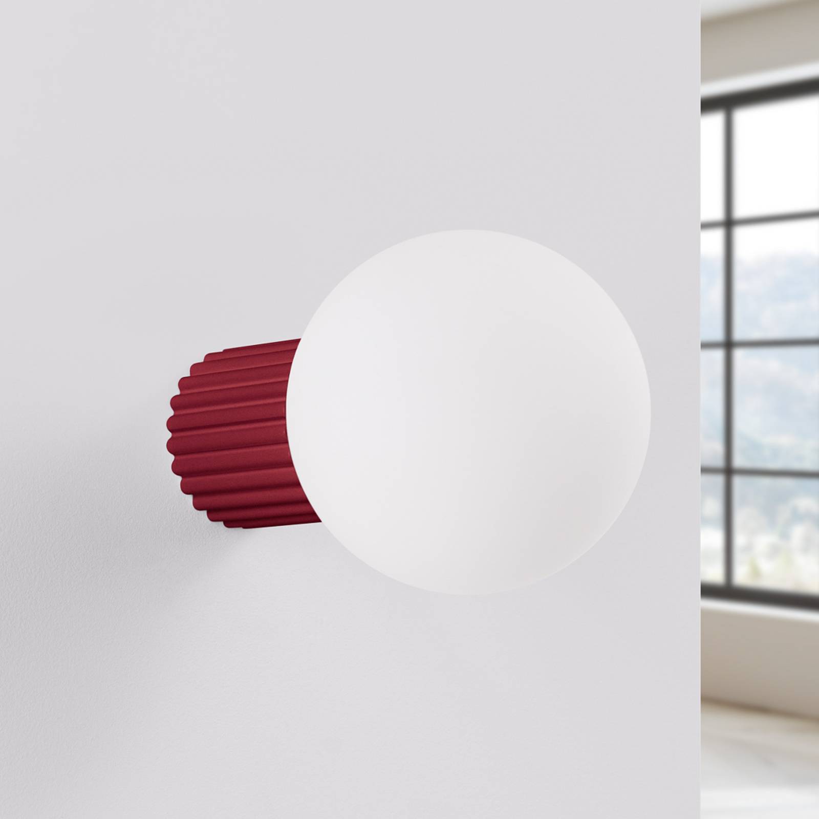 Wandleuchte ORBI, dunkelrot, Glas/Metall, Ø 12 cm, IP44, G9 günstig online kaufen