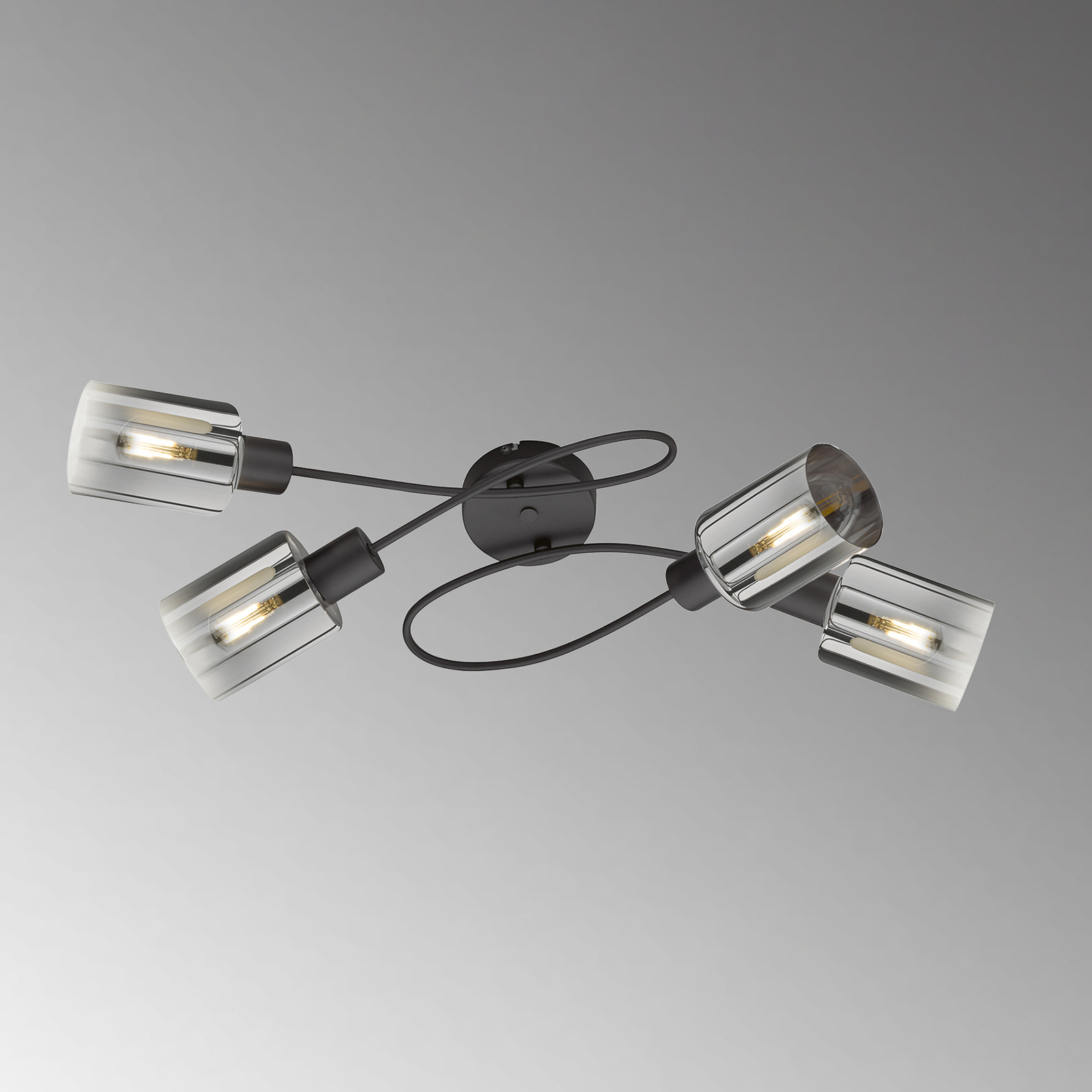 Iska ceiling lamp with arms, four-bulb