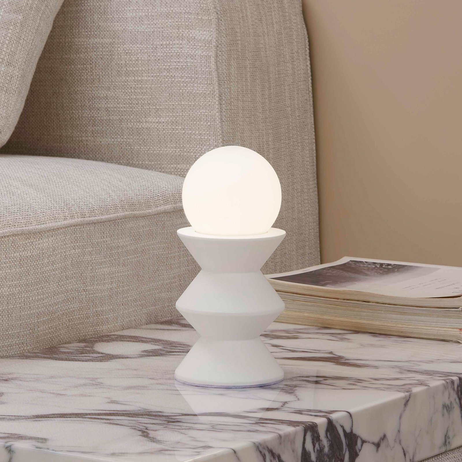 Nielson stolová lampa výška tienidlo na lampu 9 cm biela sadra - Lindby