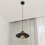 Sorapis pendant light, black, metal, Ø 27.5 cm