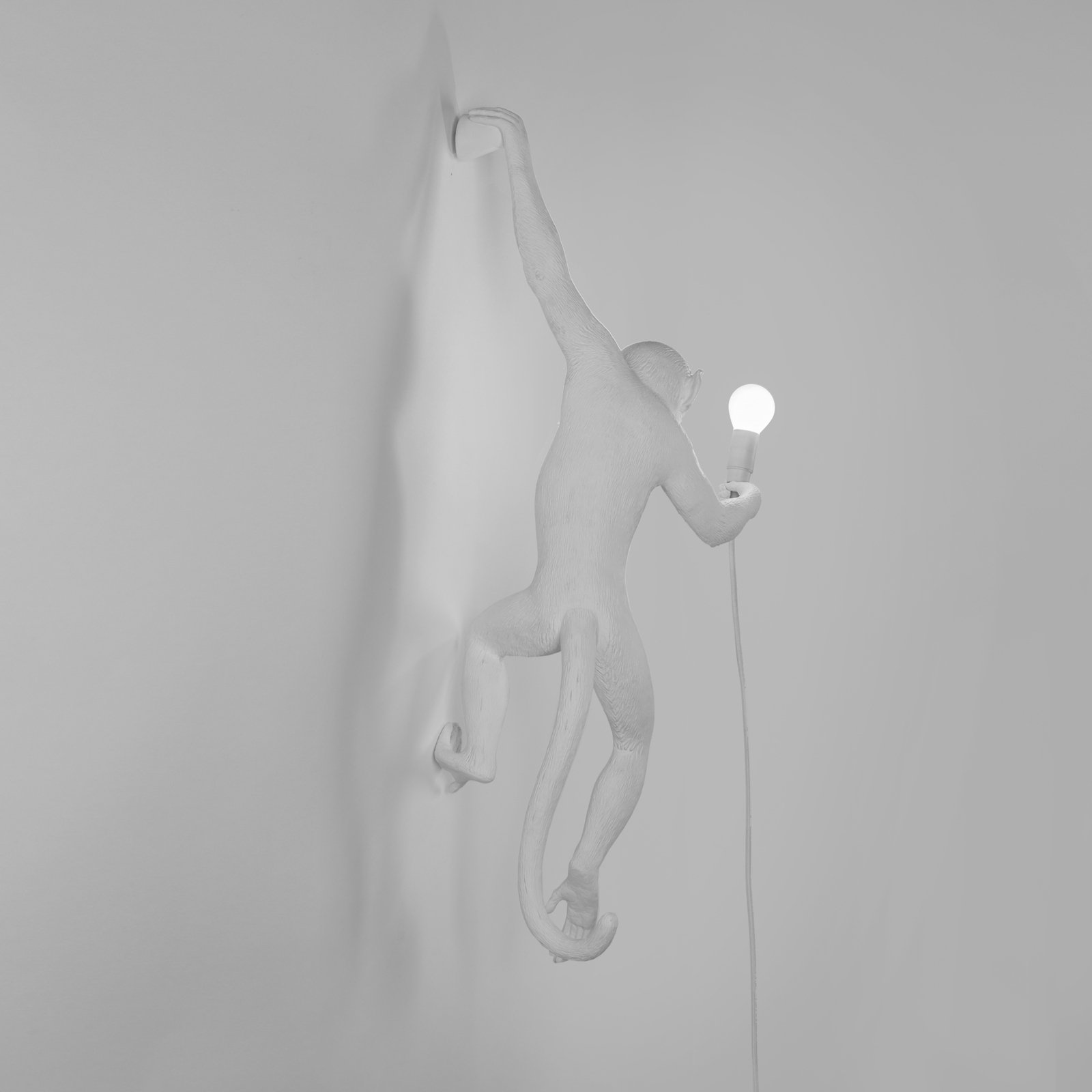 SELETTI Monkey Lamp Candeeiro de parede decorativo LED branco, esquerda