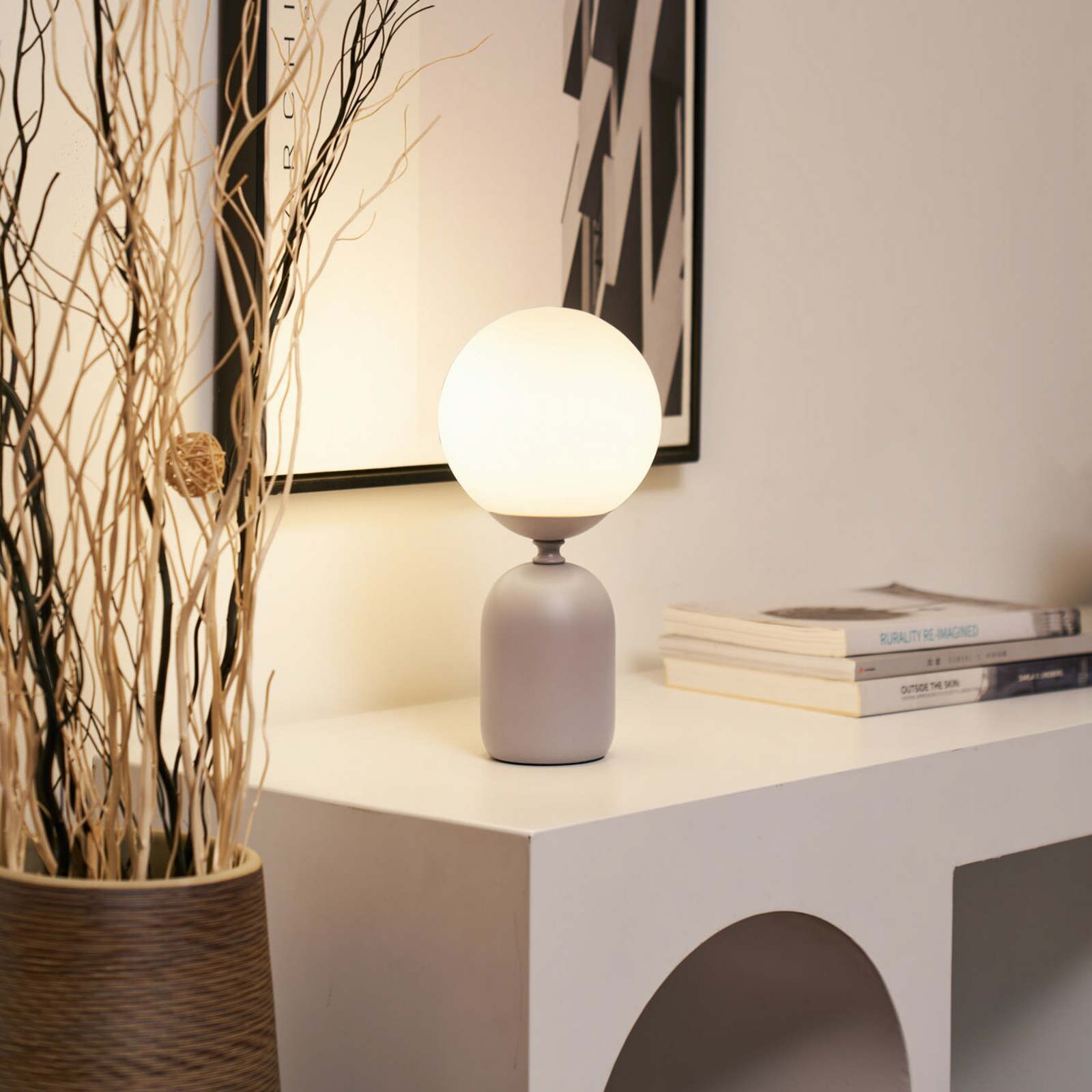 Pauleen tafellamp GLOWING CHARM, grijs, 30 cm, keramiek/glas