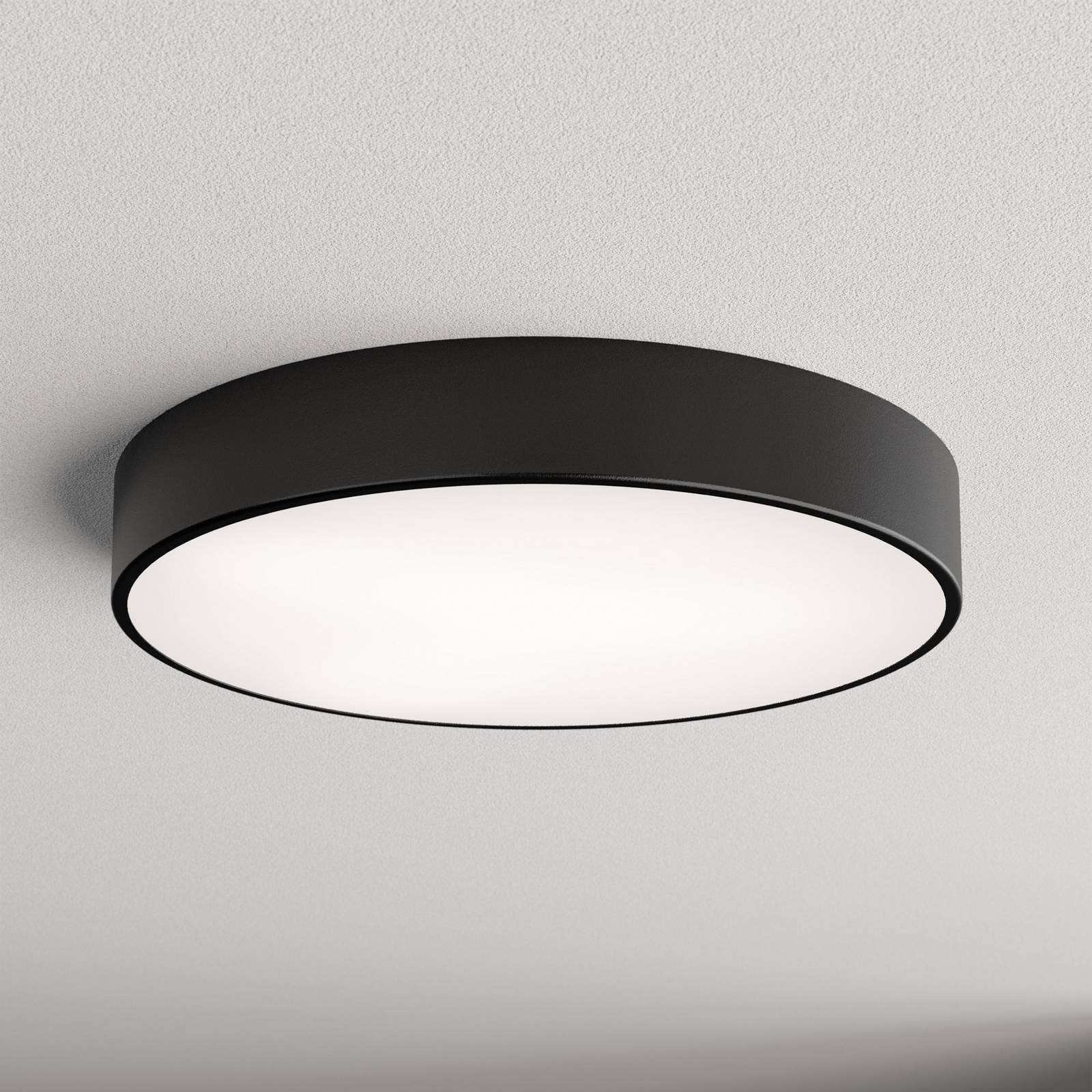 TEMAR LIGHTING Plafonnier Cleo, Ø 50 cm, IP54, noir, métal, E27