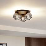 Lindby Valentina ceiling lamp, E14, grey, glass, Ø 36.6 cm