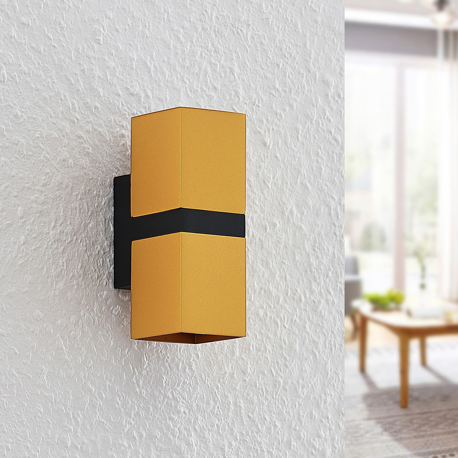 Arcchio Samsa wall light, 2-bulb, gold, for Hallway, aluminium, GU10, 8 W, energy efficiency: A++, W: 5.4 cm, H: 13.8 cm